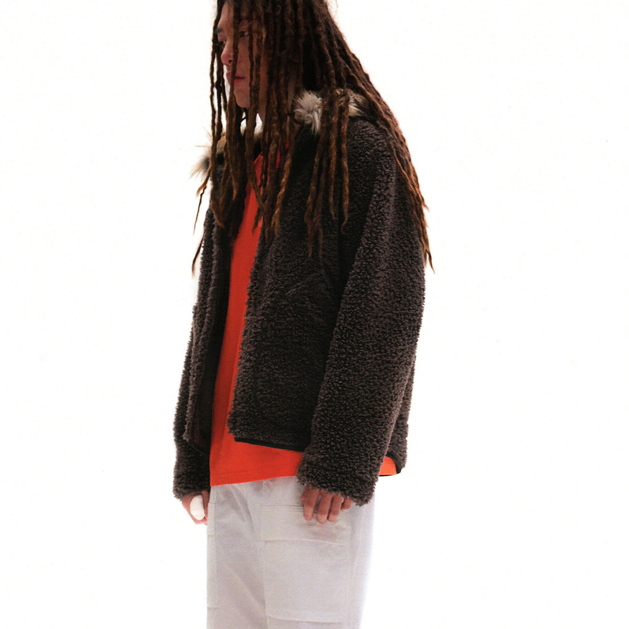 URBAN+FOREST Faux Fur Trim Sherpa Wool-Blend Hooded Jacket