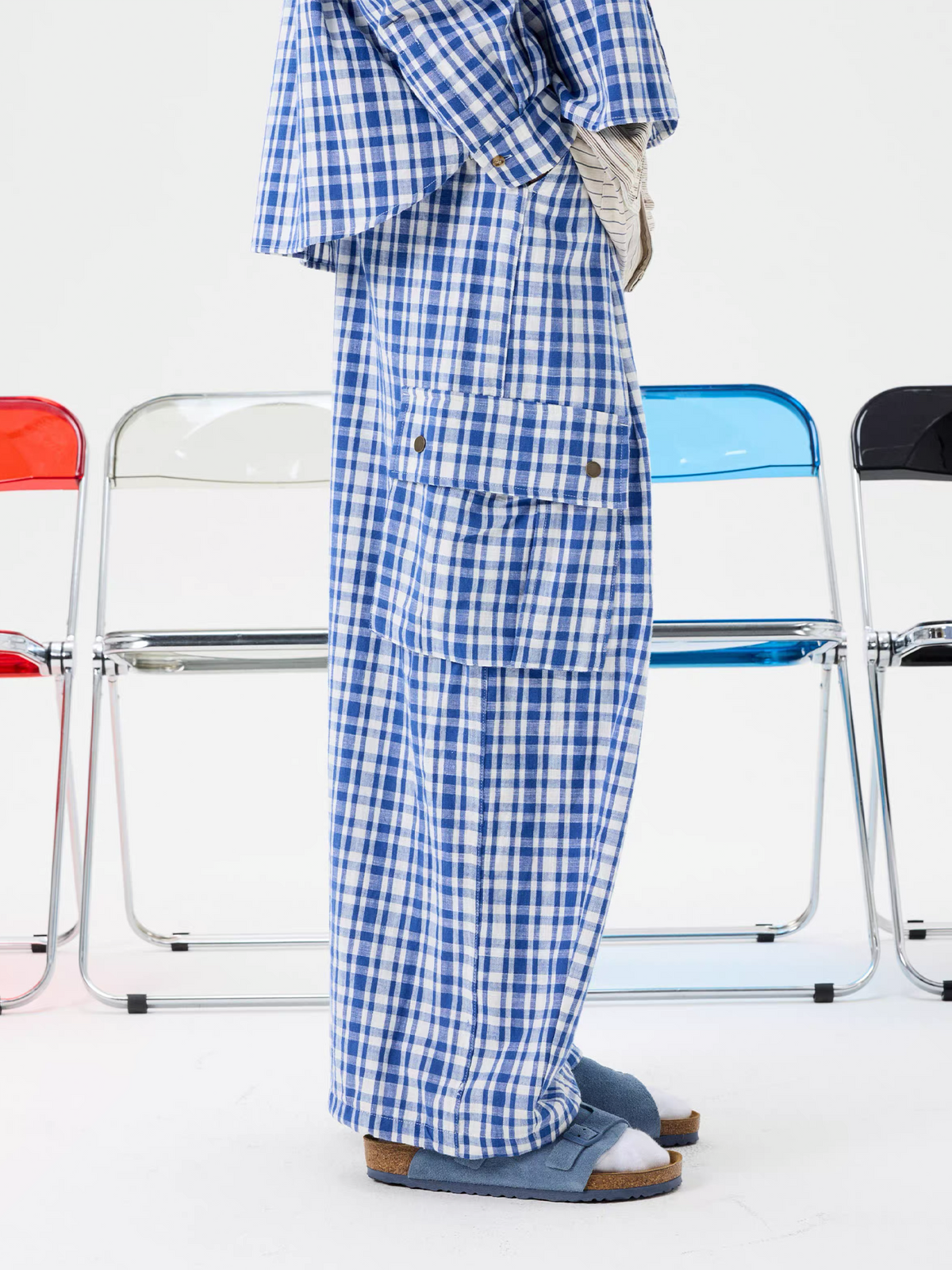 UNLIMITED MOTE Plaid Wide-Leg Balloon Pants, premium urban and streetwear designers apparel on PROJECTISR.com, UNLIMITED MOTE