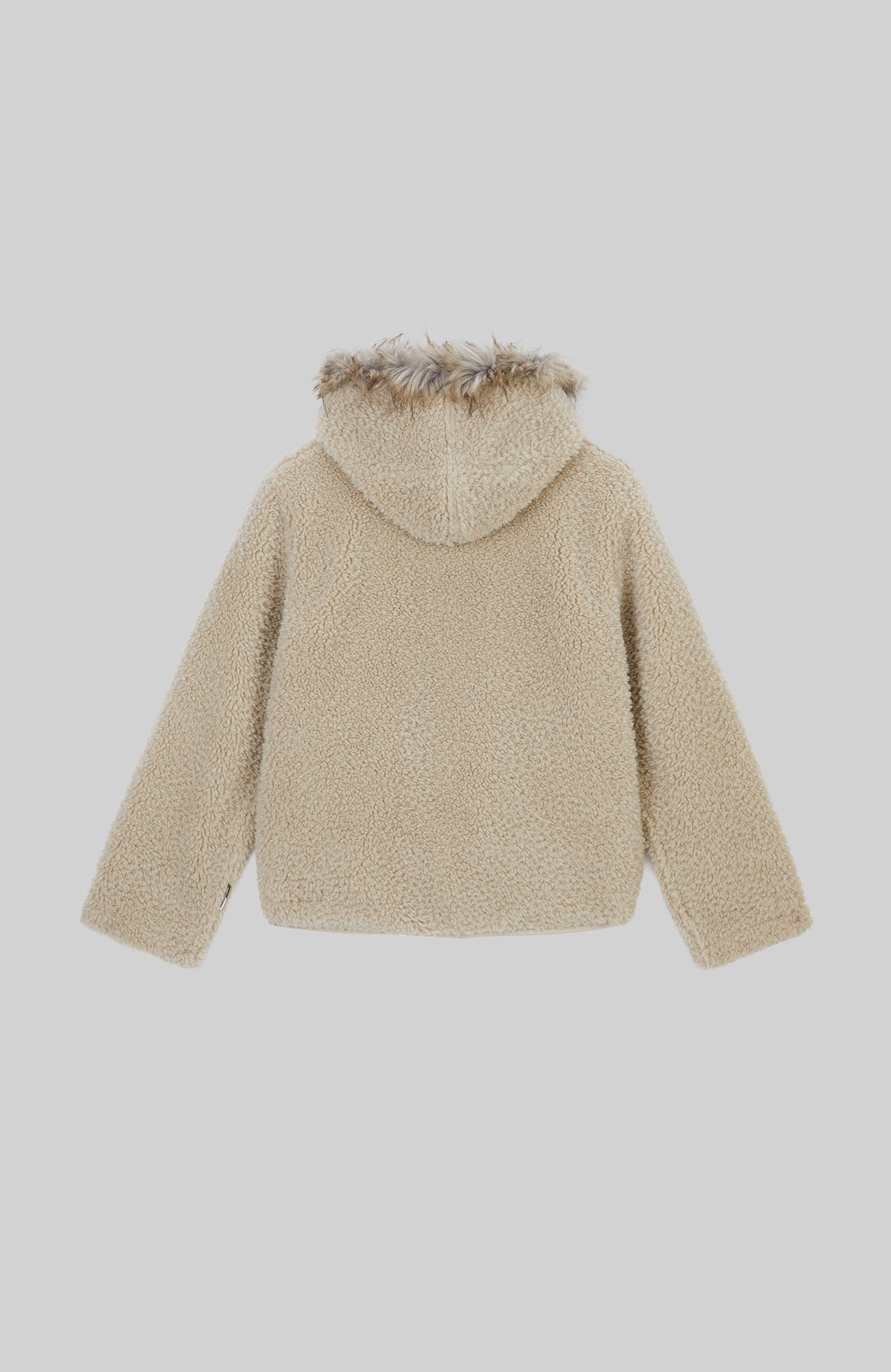 URBAN+FOREST Faux Fur Trim Sherpa Wool-Blend Hooded Jacket