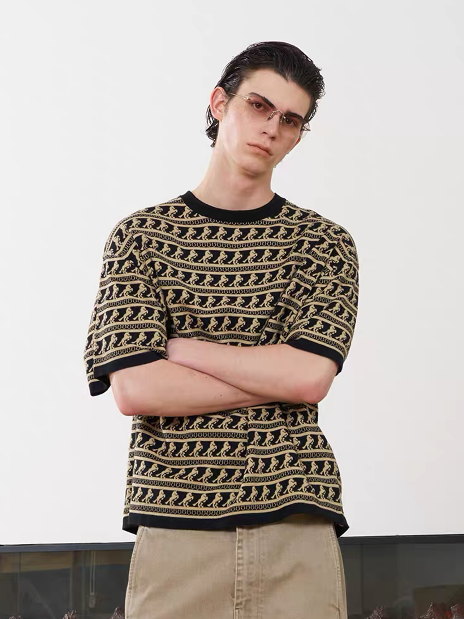 PMW Horse Jacquard Knitted T Shirt, premium urban and streetwear designers apparel on PROJECTISR.com, PMW