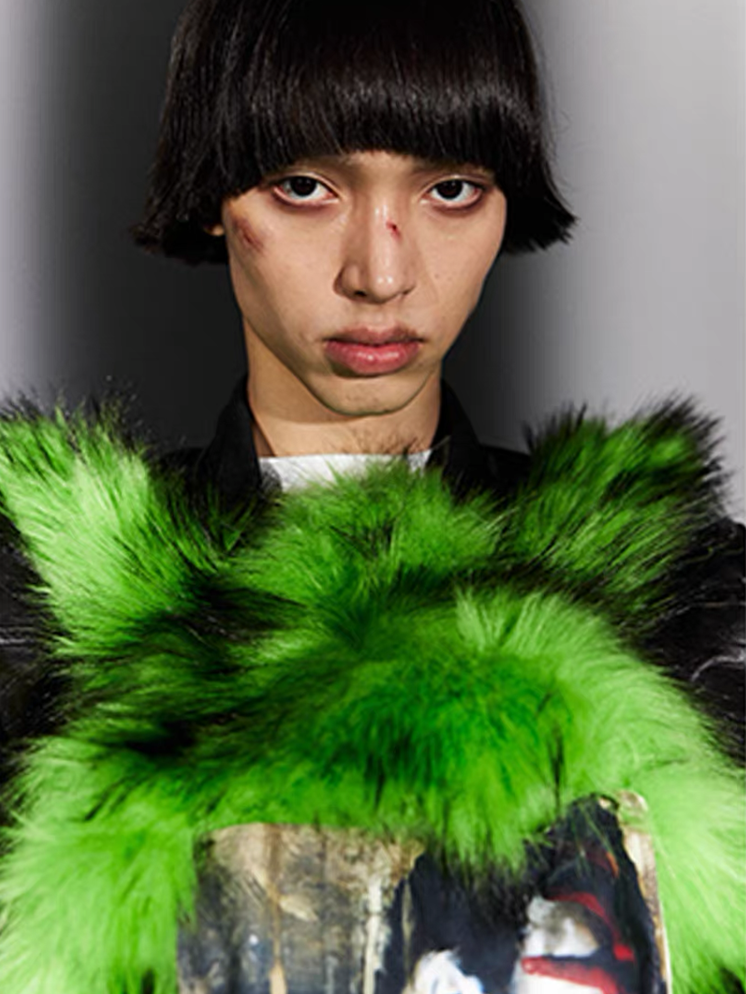 NOTHINGNESS WORLD Shaggy Faux Fur Graphic-Patch Backpack, premium urban and streetwear designers apparel on PROJECTISR.com, NOTHINGNESS WORLD