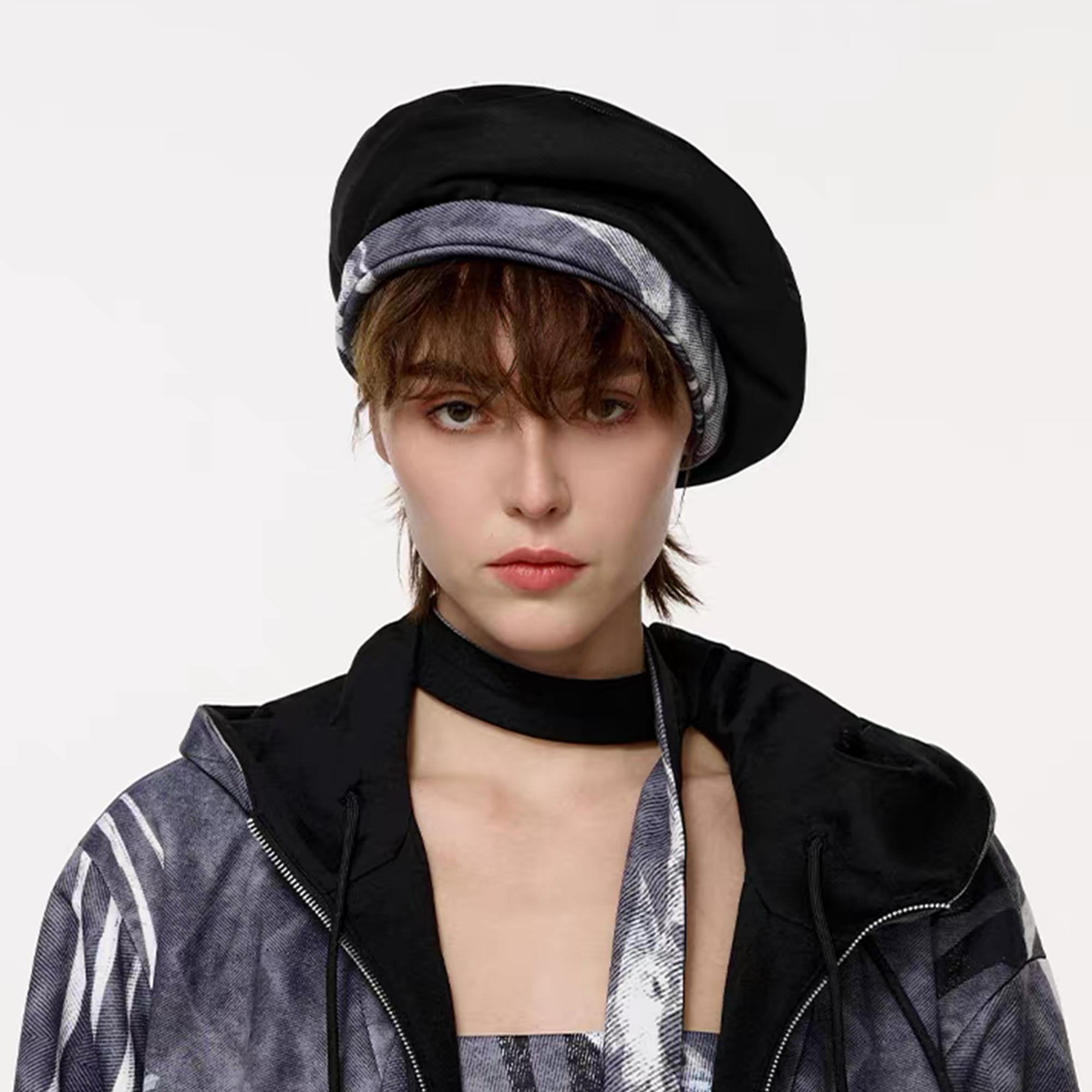 TIWILLTANG Abstract Reversible Graphic Beret