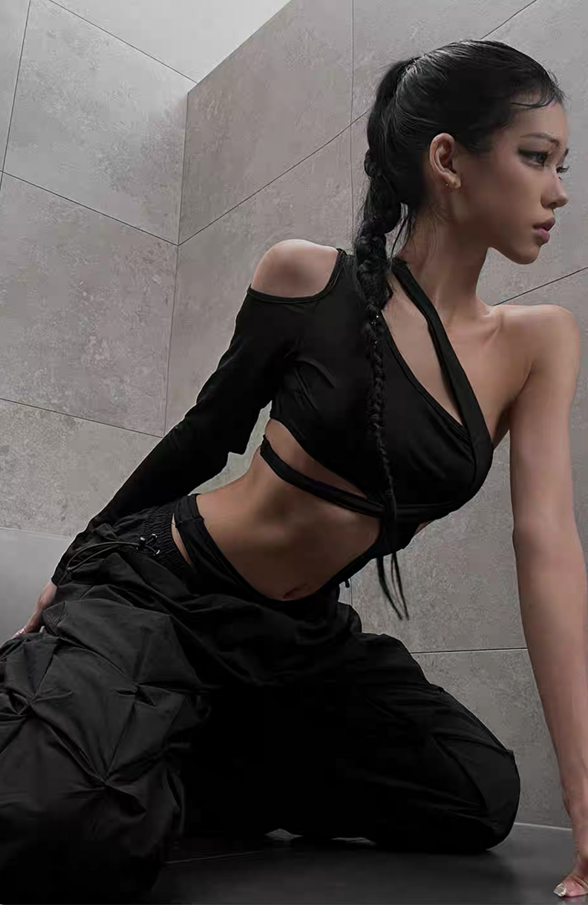 VANGUARDIA Crinkled Wide-Leg Nylon Trousers