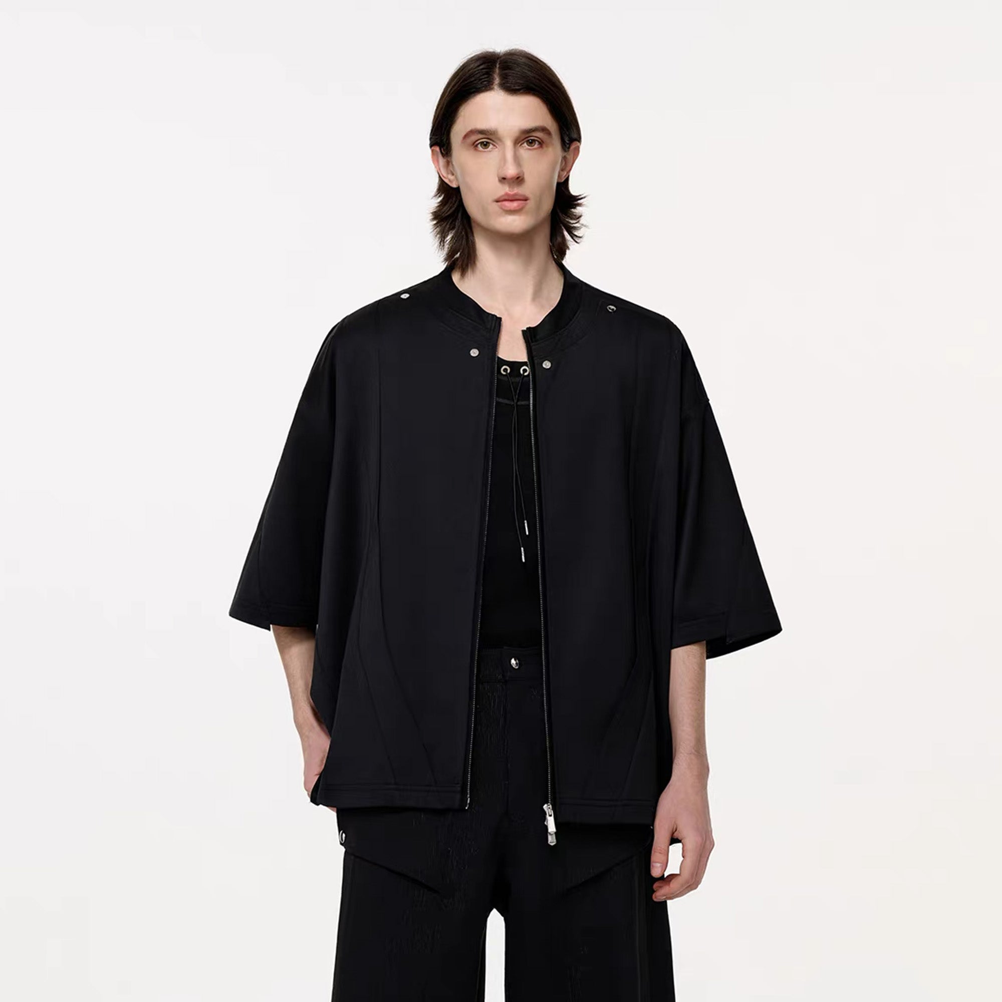 TIWILLTANG Layered Zip-Up T Shirt, premium urban and streetwear designers apparel on PROJECTISR.com, TIWILLTANG