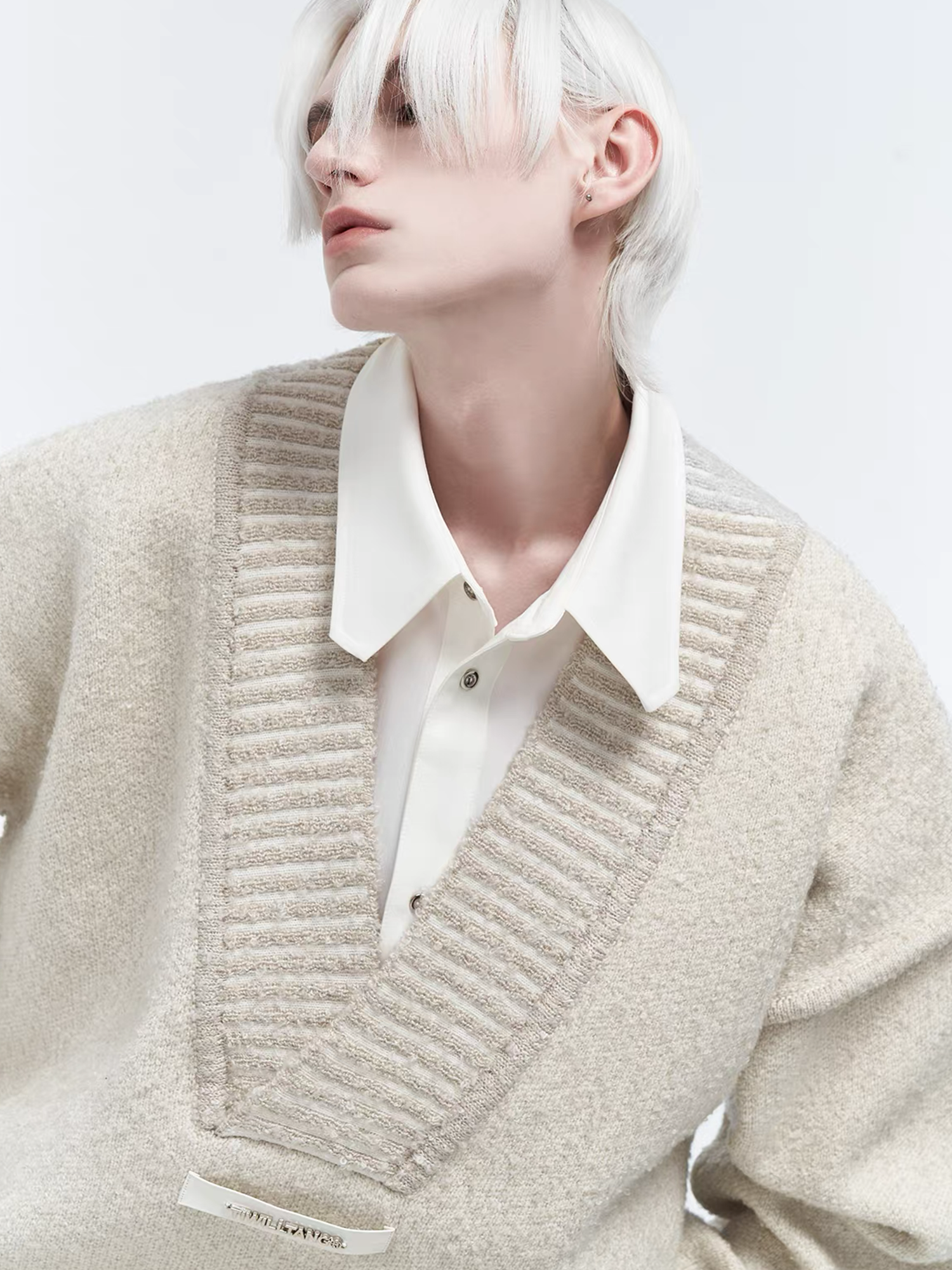 TIWILLTANG Retro Oversized V-Neck Sweater, premium urban and streetwear designers apparel on PROJECTISR.com, TIWILLTANG