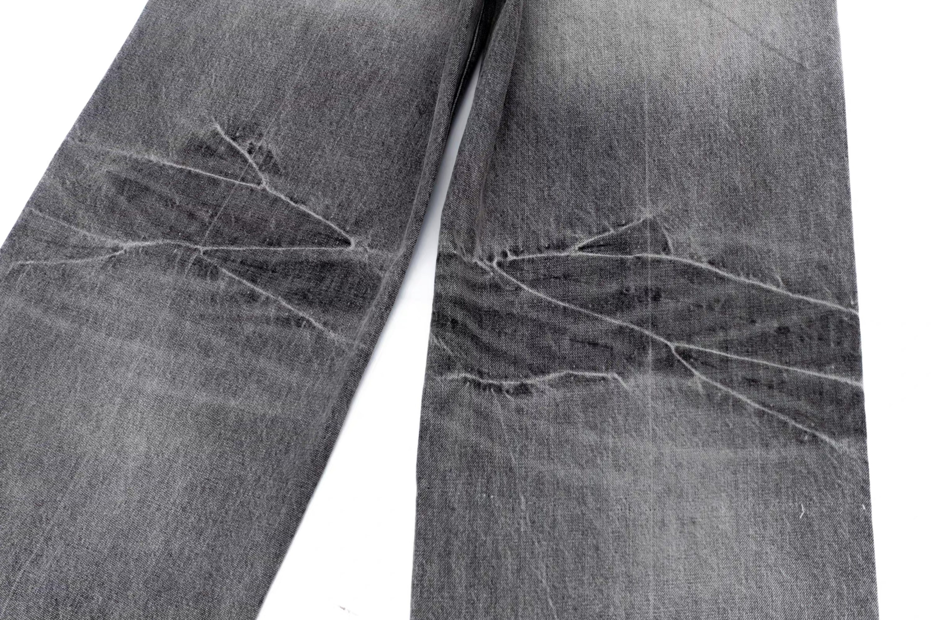 IN EXISTENCE x i Washed Lightning Fade Wide-Leg Jeans Gray, premium urban and streetwear designers apparel on PROJECTISR.com, IN EXISTENCE