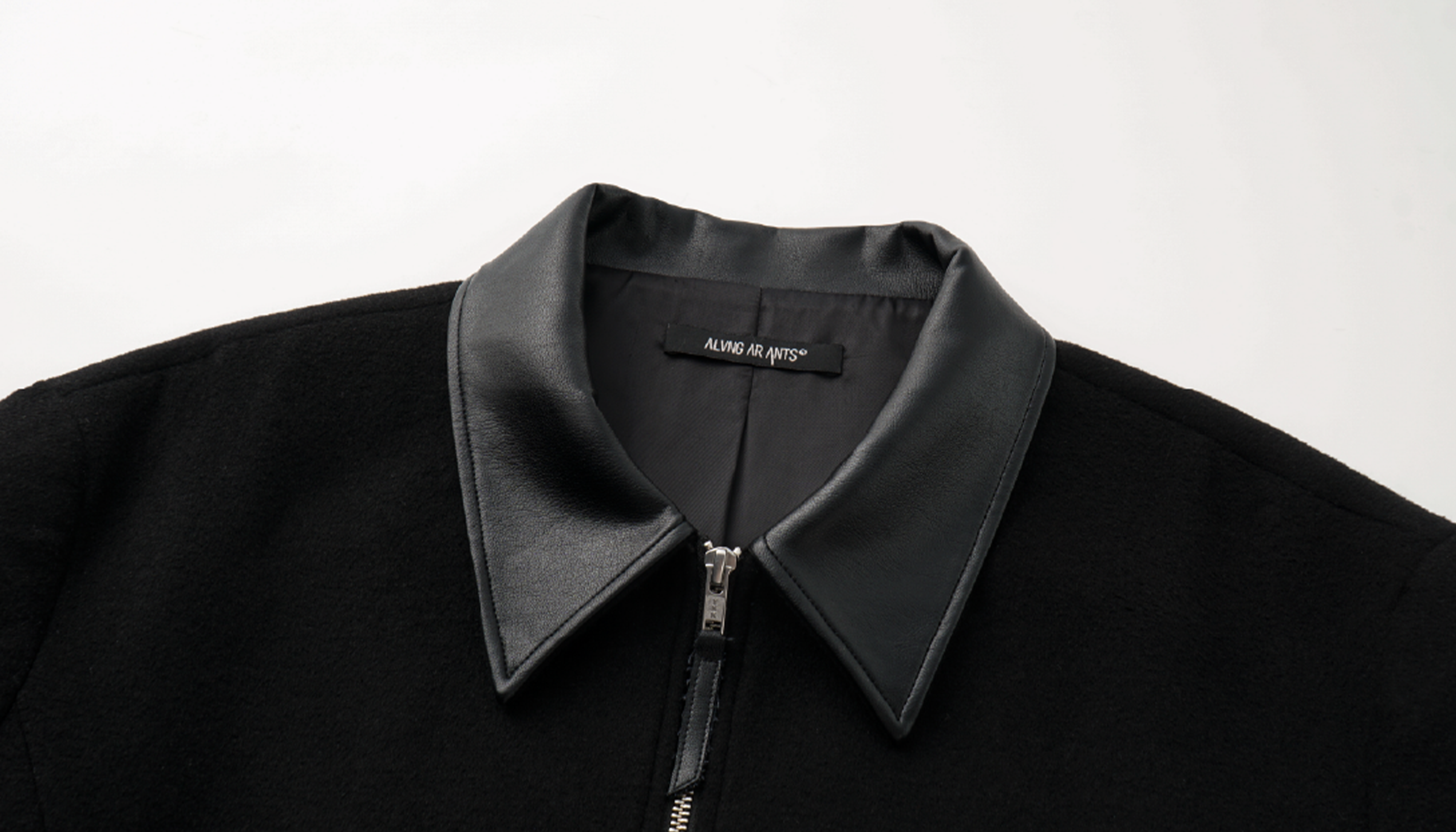 ALVNG AR ANTS PU Collar Wool-Blend Jacket, premium urban and streetwear designers apparel on PROJECTISR.com, ALVNG AR ANTS