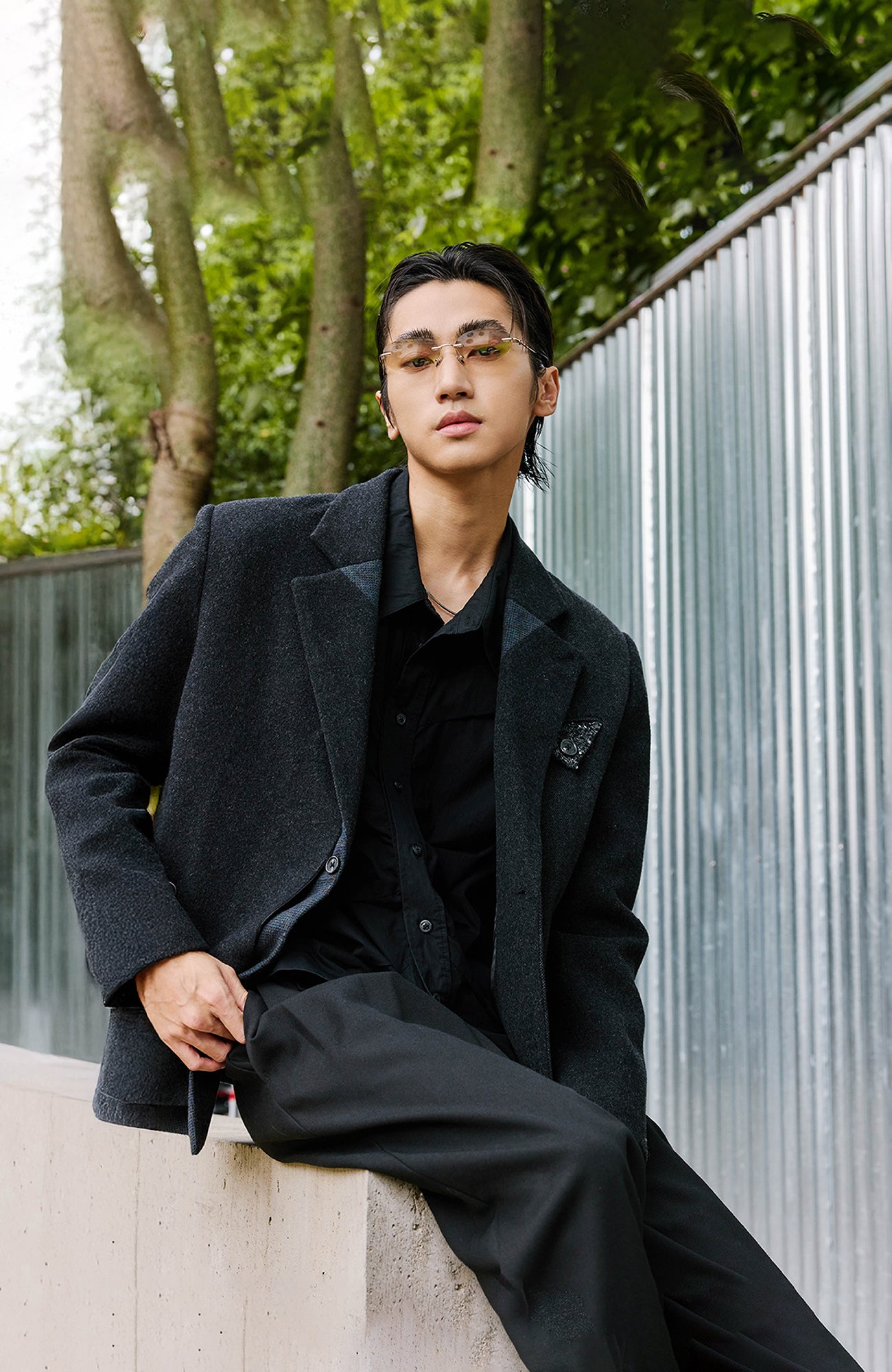 ALVNG AR ANTS Asymmetrical Hem Wool-Blend Blazer