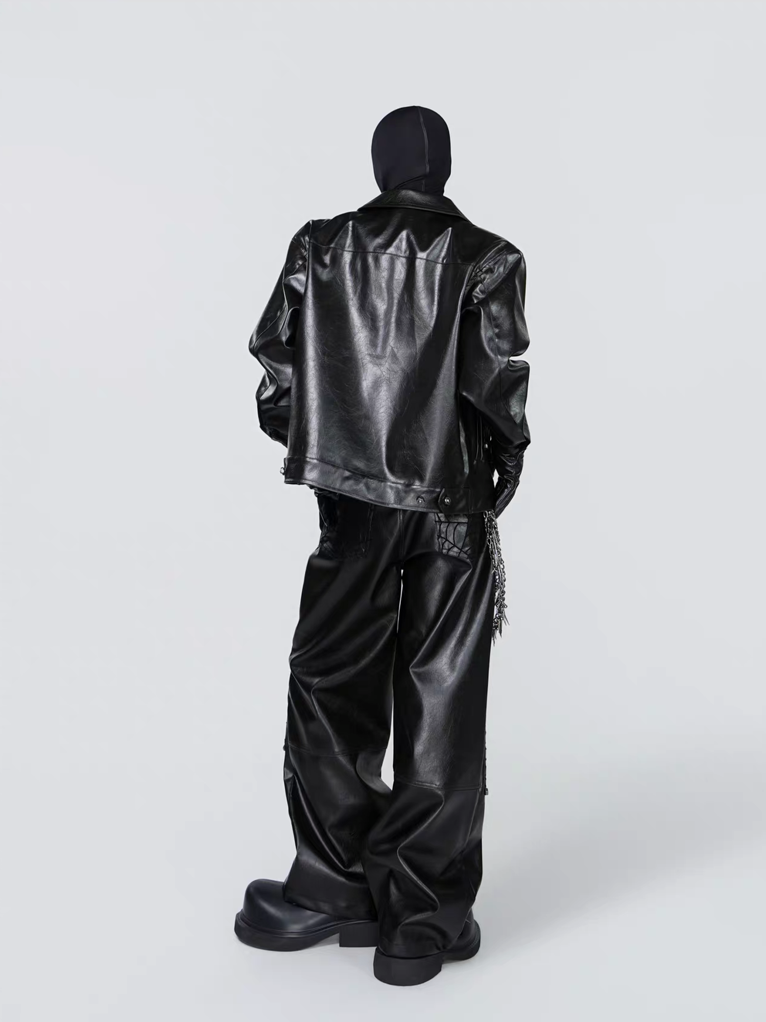 VE2 Spiderweb Paneled Metal Straight-Leg Pants