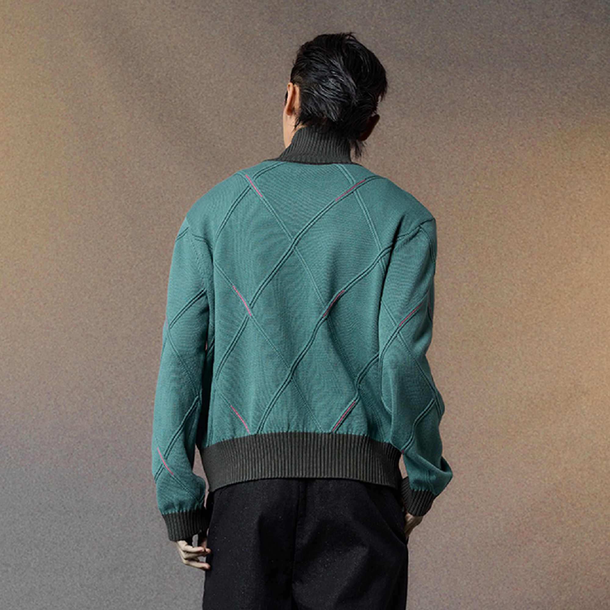 ALVNG AR ANTS Geometric Stitch Zip-Up Sweater, premium urban and streetwear designers apparel on PROJECTISR.com, ALVNG AR ANTS