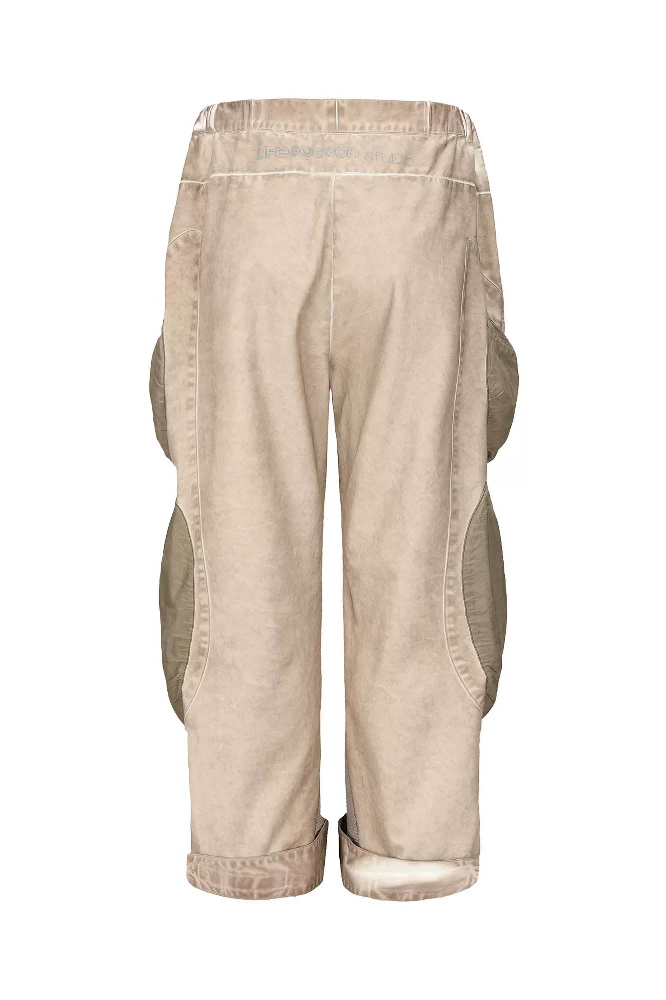 LIFEGOESON Distressed Pebble Pockets Spliced Pants