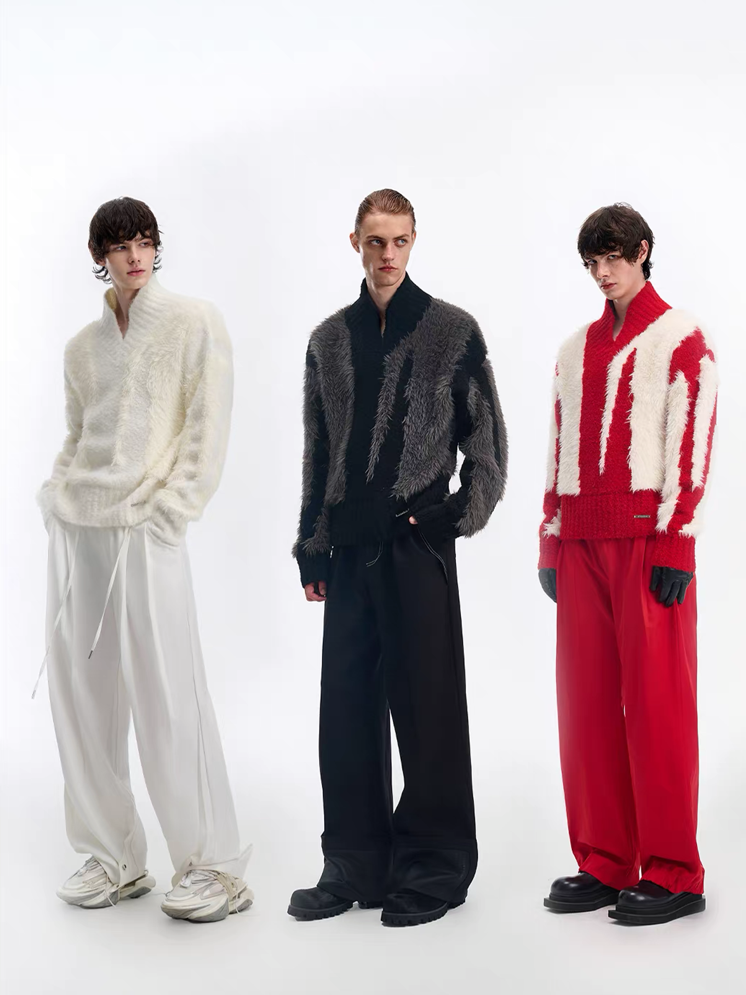 TIWILLTANG Fuzzy Faux-Mink Contrast Sweater, premium urban and streetwear designers apparel on PROJECTISR.com, TIWILLTANG