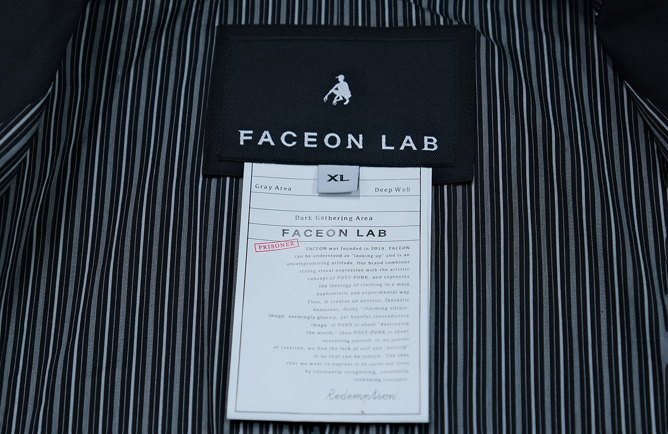 FACEONLAB Stand-Collar Metal-Shoulder Blazer Black, premium urban and streetwear designers apparel on PROJECTISR.com, FACEONLAB