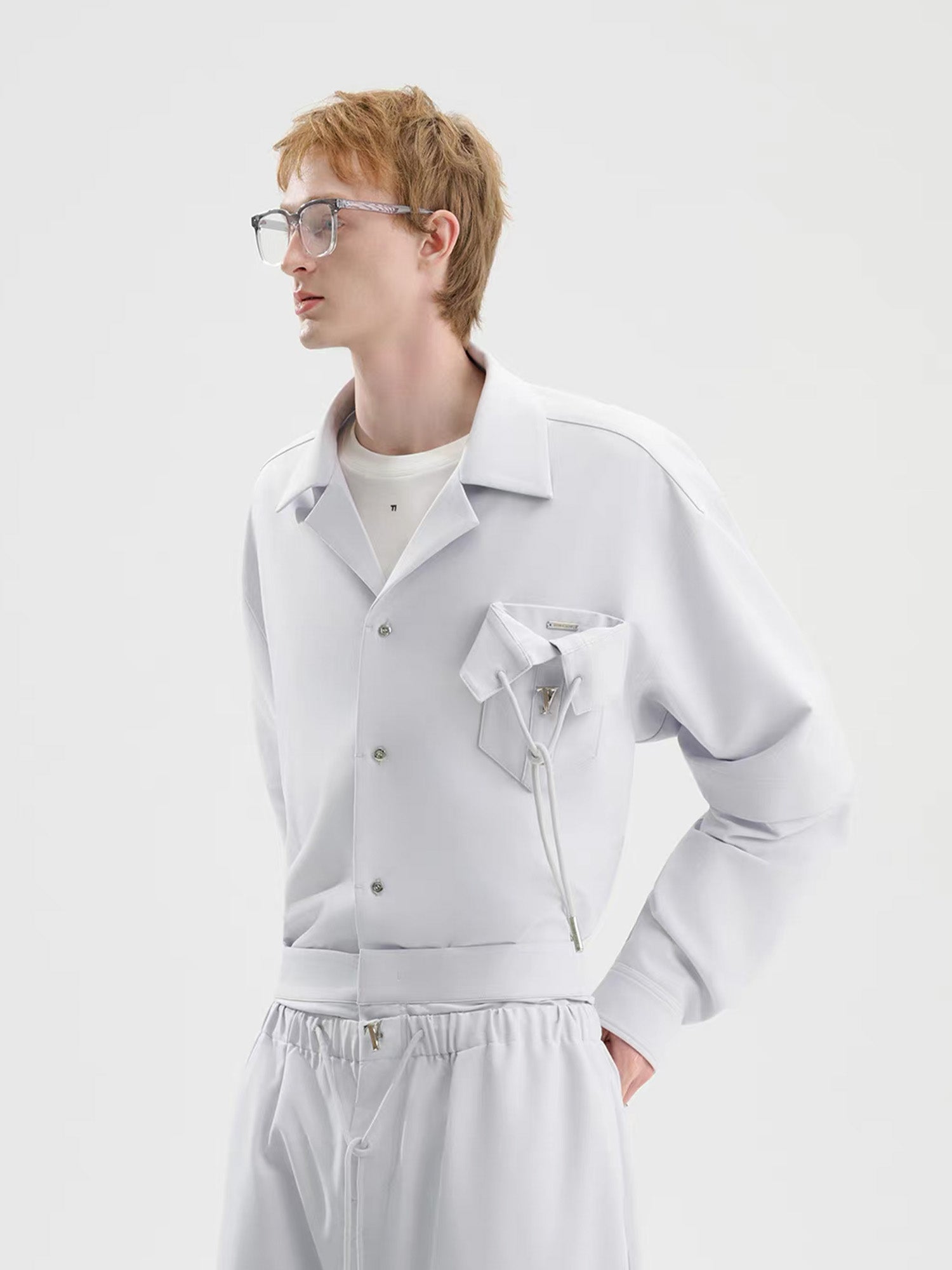 TIWILLTANG Detachable-Sleeve Tie-Pocket Shirt, premium urban and streetwear designers apparel on PROJECTISR.com, TIWILLTANG