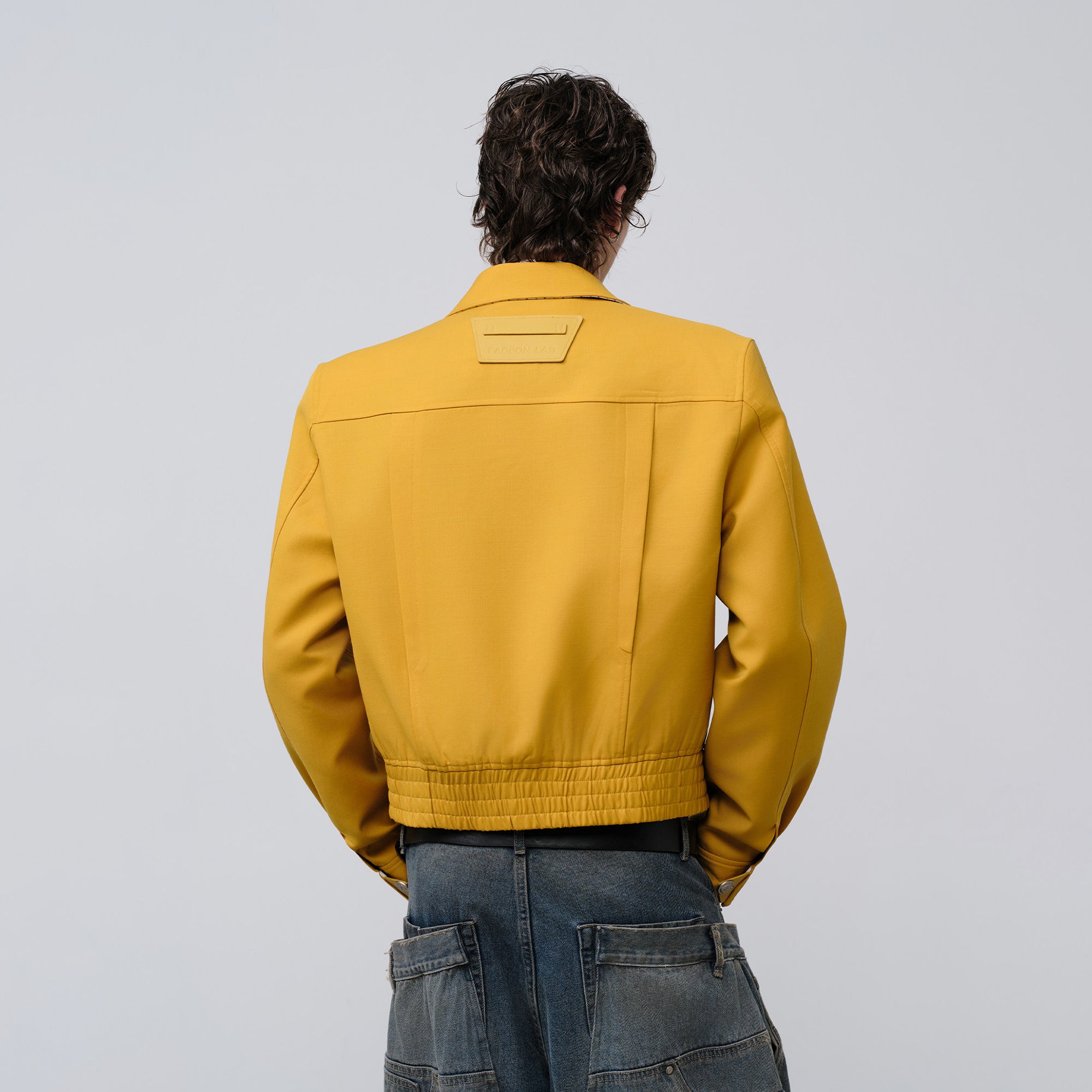 FACEONLAB Cropped Harrington Zip Jacket Yellow, premium urban and streetwear designers apparel on PROJECTISR.com, FACEONLAB