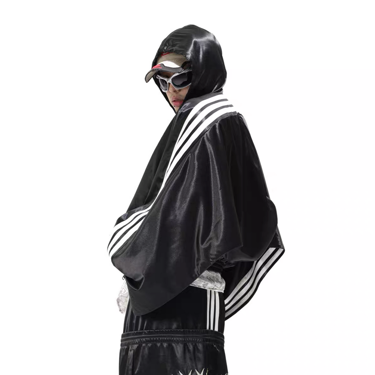 VANGUARDIA Striped Drop-Shoulder Hooded Jacket