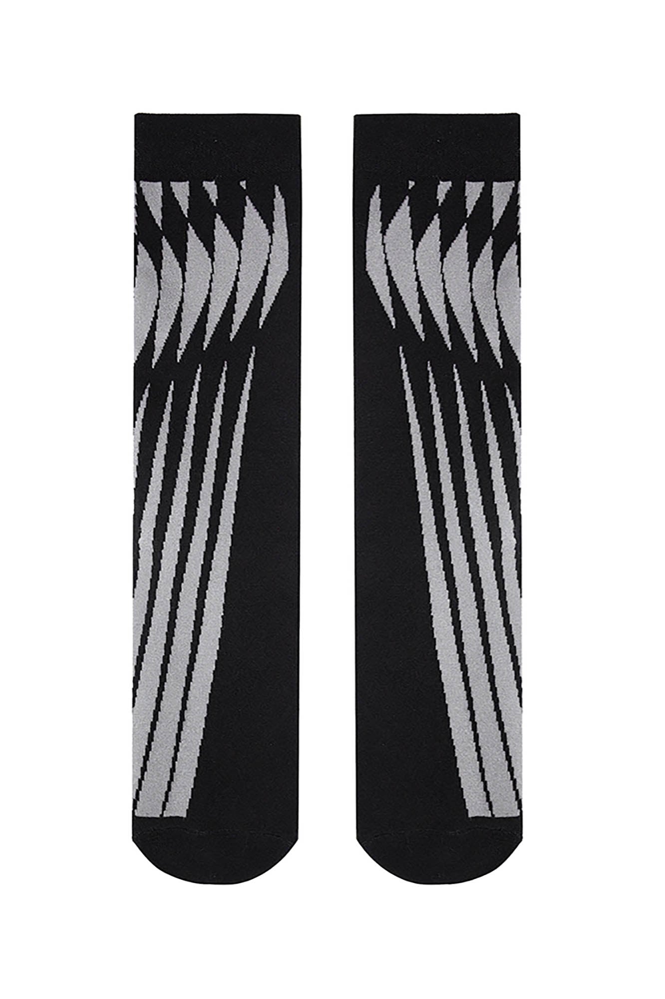 LOSTNFOUND Geometric Crew Socks Black, premium urban and streetwear designers apparel on PROJECTISR.com, LOSTNFOUND