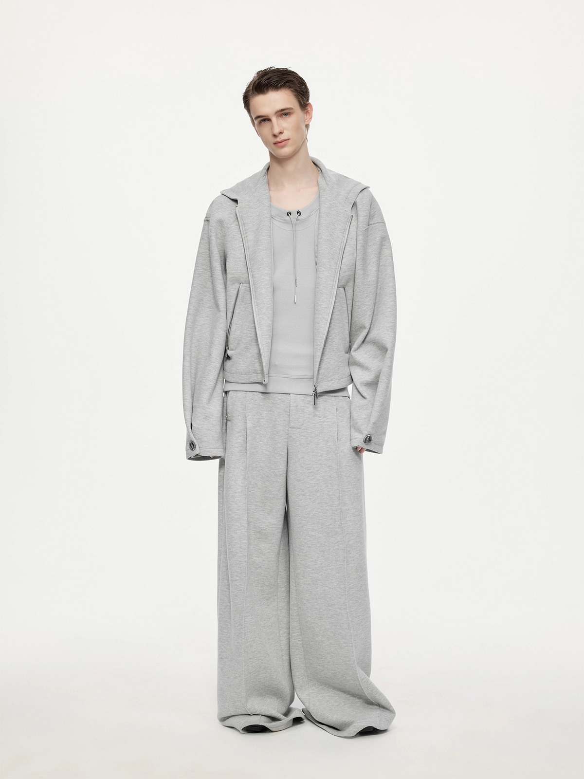 TIWILLTANG Structured Hooded Cropped Sweatshirt