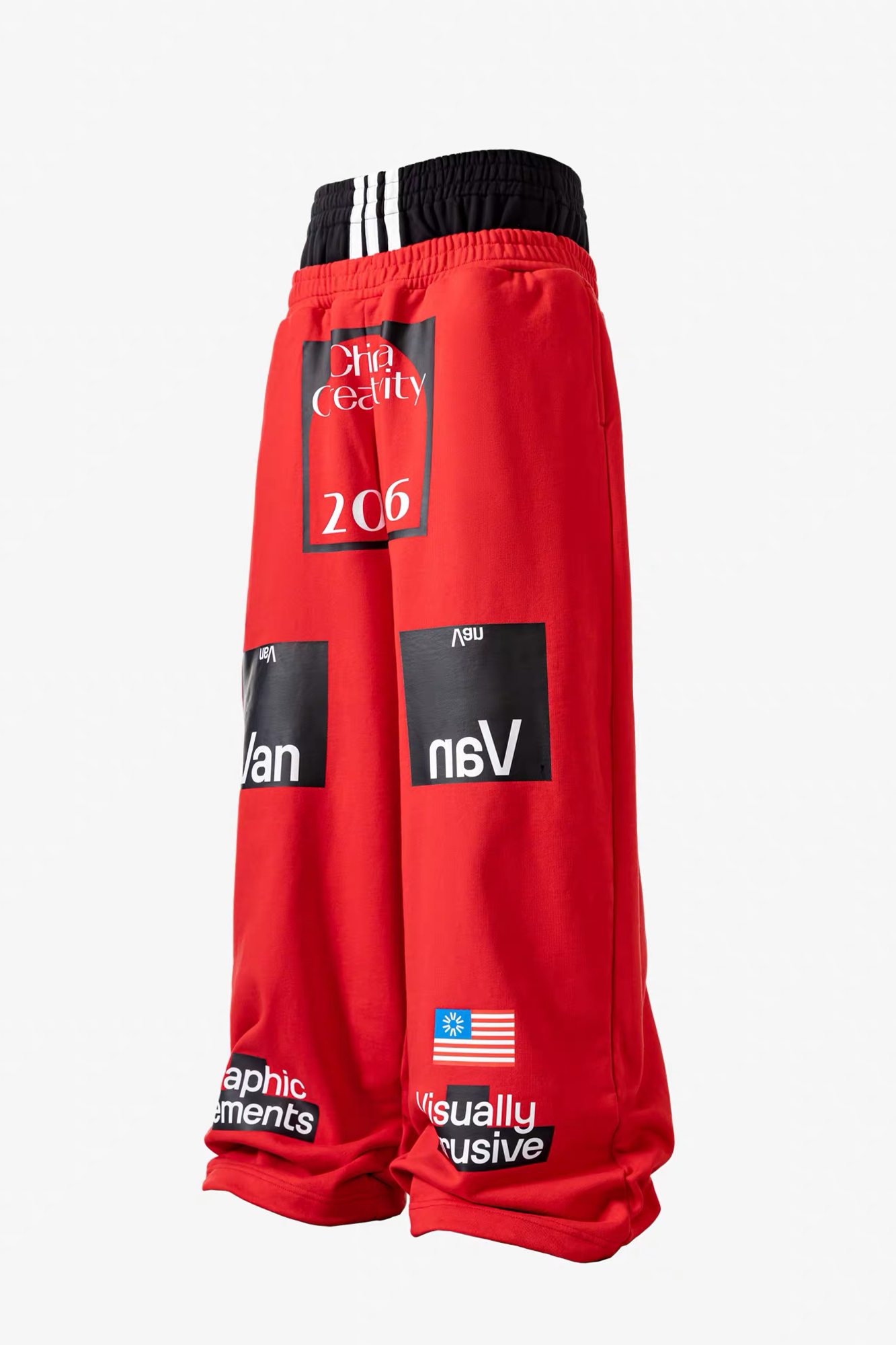 VANGUARDIA Dual-Waistband Sagging Sweatpants