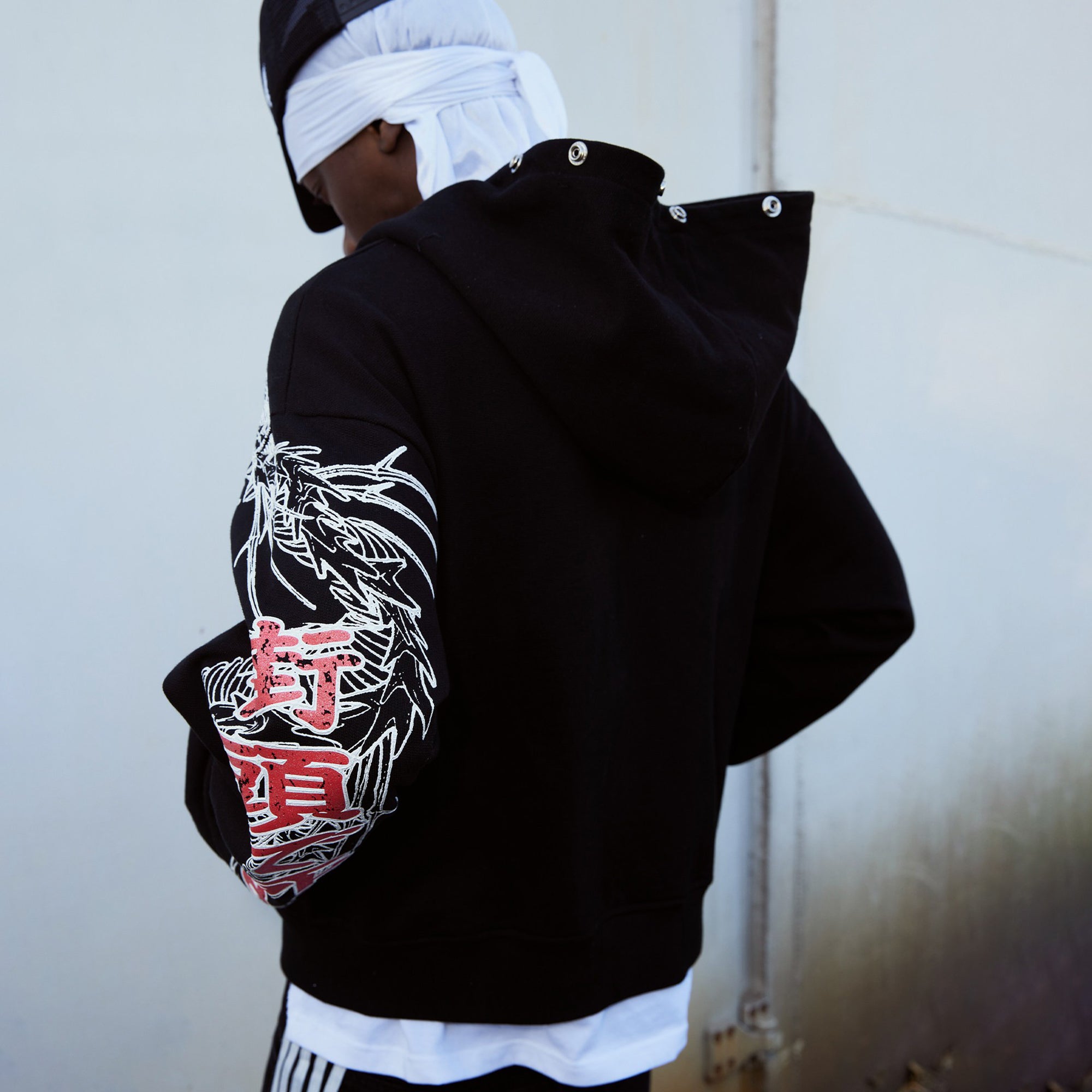 VINKID Graphic Studded Zip-Up Hoodie