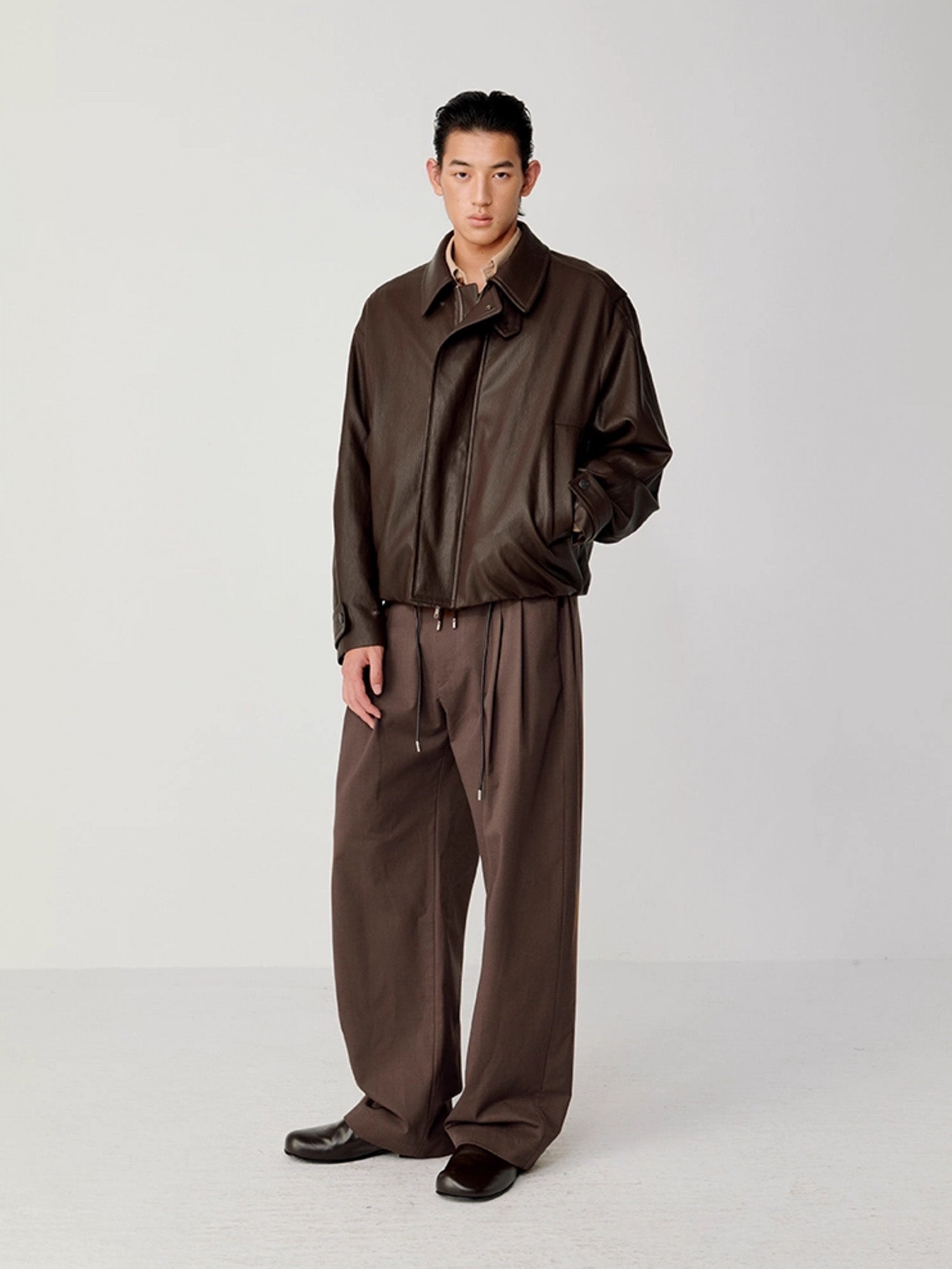 OPICLOTH Wool-Blend Pleated Drawstring Trousers