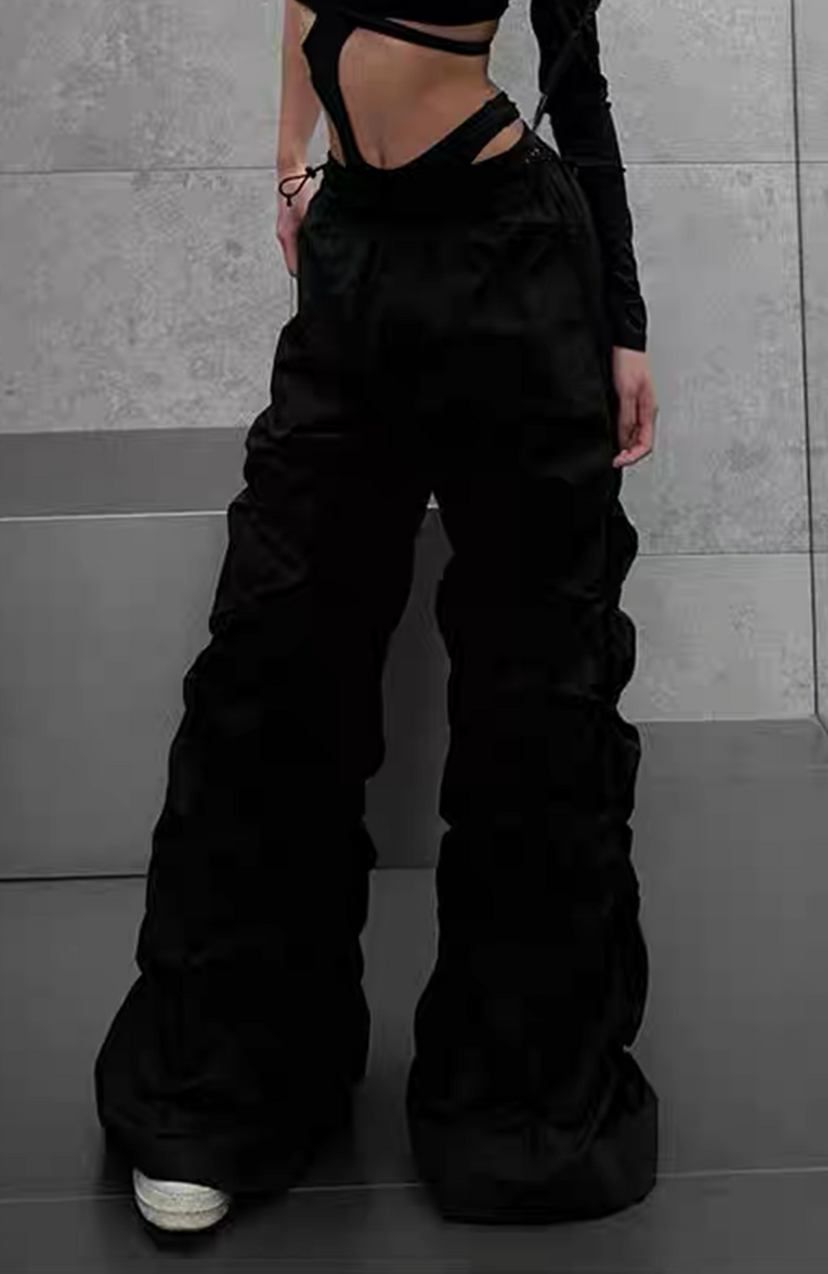 VANGUARDIA Crinkled Wide-Leg Nylon Trousers