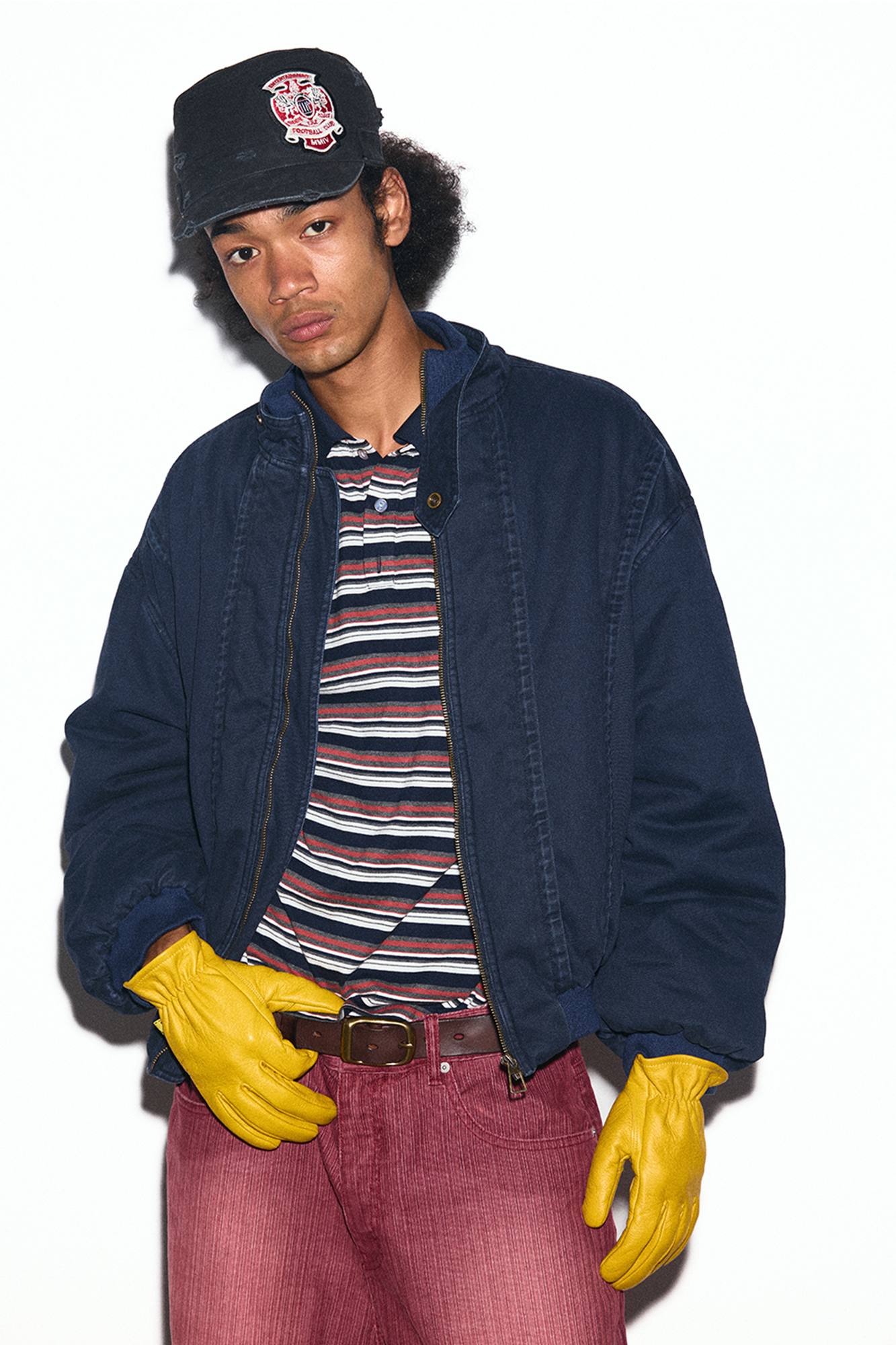 TRECLUB Check-Lined Mock-Neck Puffer Jacket