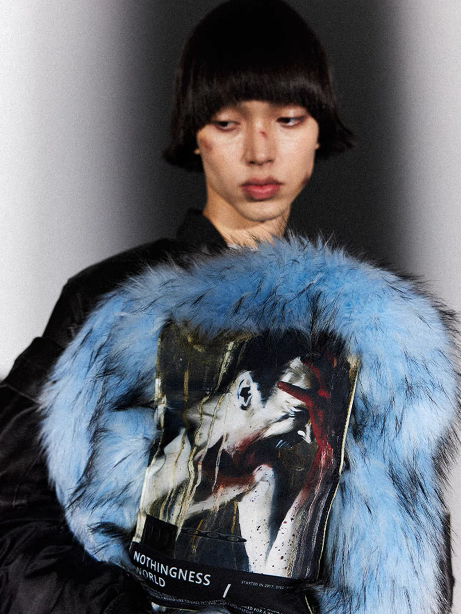 NOTHINGNESS WORLD Shaggy Faux Fur Graphic-Patch Backpack, premium urban and streetwear designers apparel on PROJECTISR.com, NOTHINGNESS WORLD