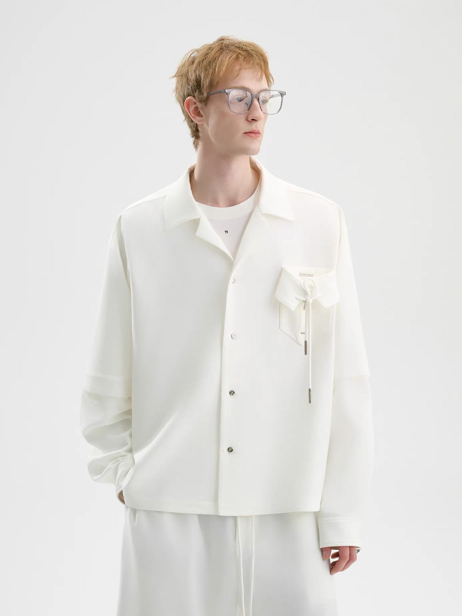 TIWILLTANG Detachable-Sleeve Tie-Pocket Shirt, premium urban and streetwear designers apparel on PROJECTISR.com, TIWILLTANG