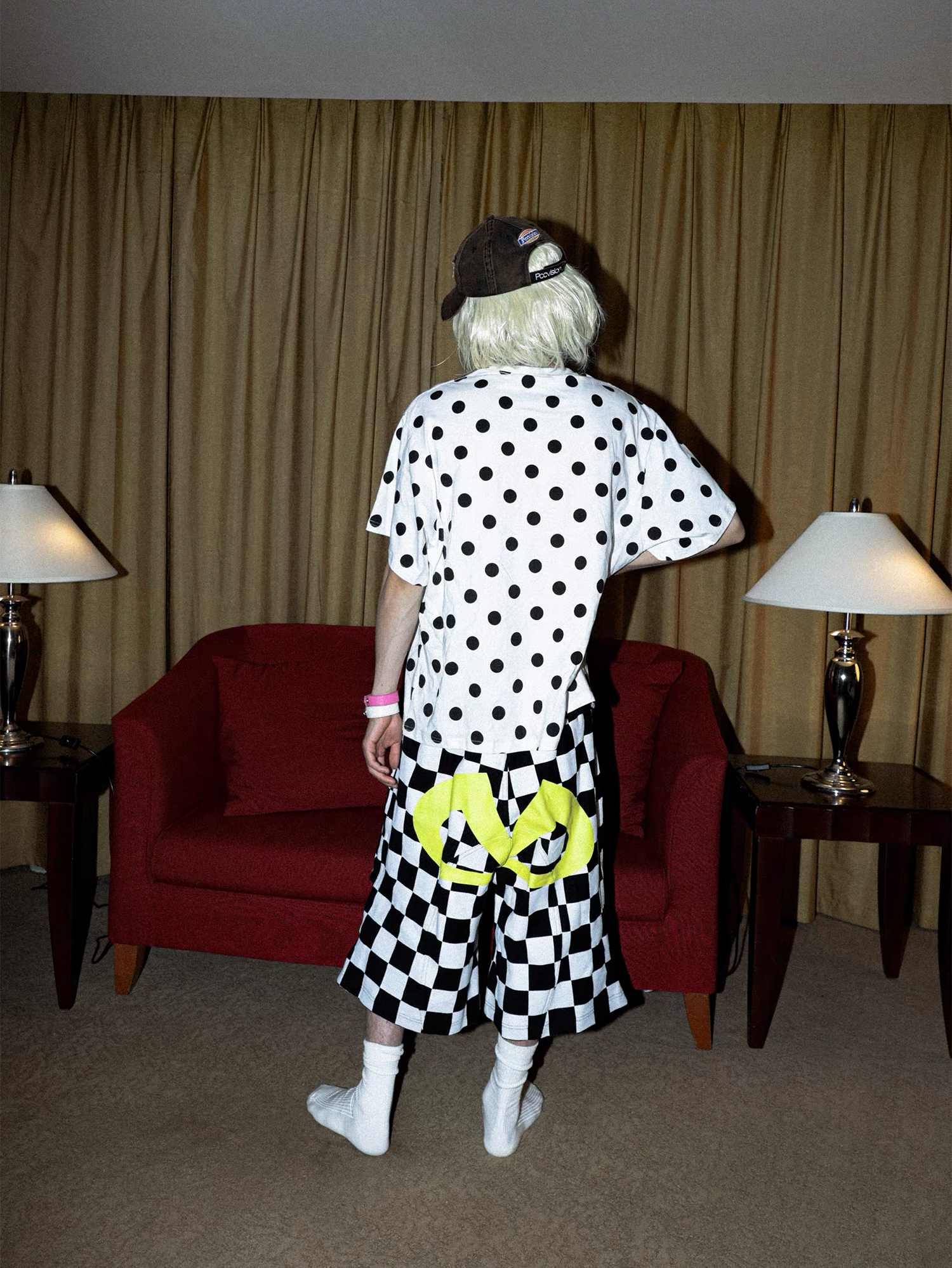 PCCVISION Checkerboard Pleated Baggy Shorts, premium urban and streetwear designers apparel on PROJECTISR.com, PCCVISION