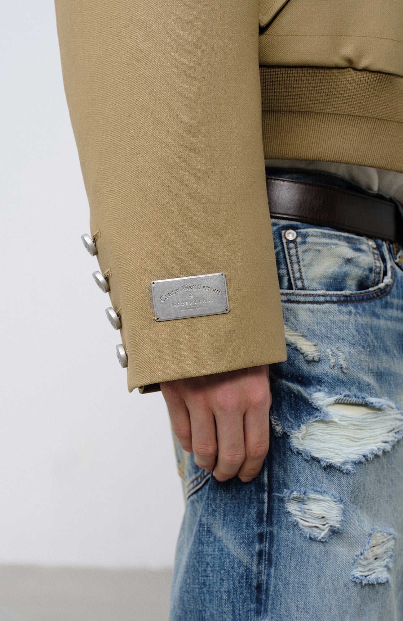 FACEONLAB Arm-Patched Bomber Jacket Khaki, premium urban and streetwear designers apparel on PROJECTISR.com, FACEONLAB