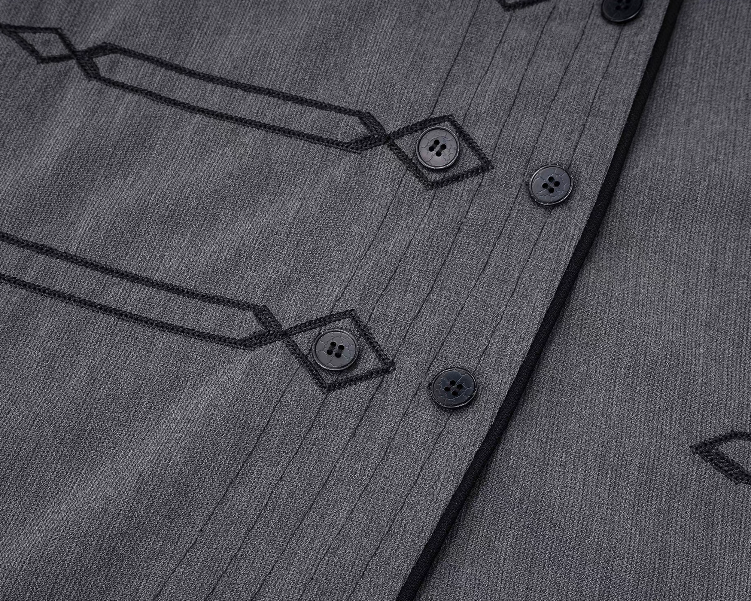 ESAIAS Napoleon Embroidered Asymmetrical Half Shirt