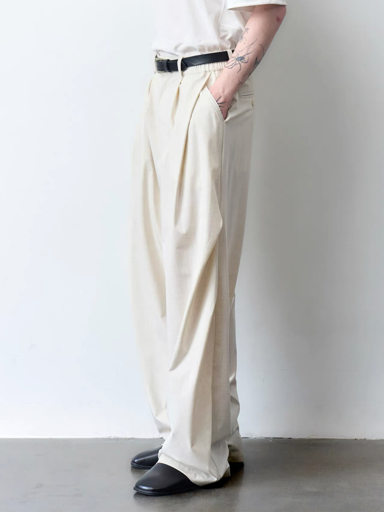 GRAINMUSTARD High-Waist Draped Pleated Trousers