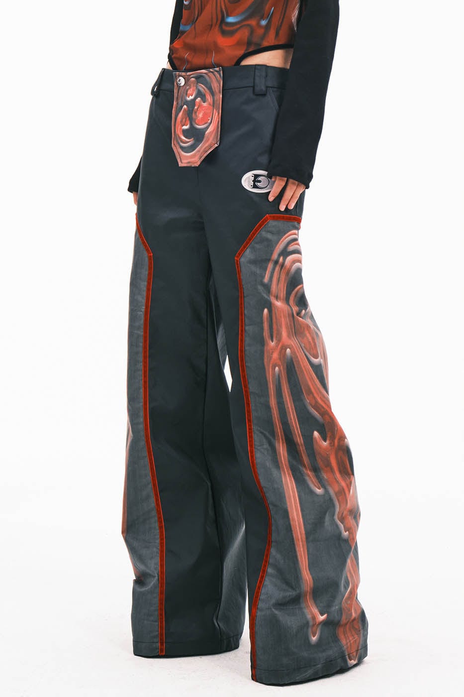 EMBRYO Totem Spliced Wide-Leg Pants, premium urban and streetwear designers apparel on PROJECTISR.com, EMBRYO