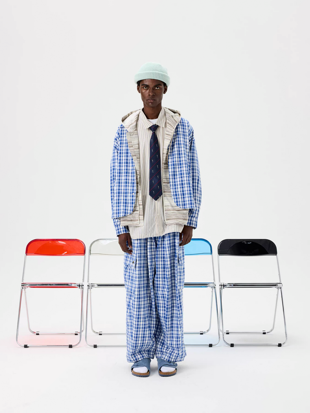 UNLIMITED MOTE Plaid Wide-Leg Balloon Pants, premium urban and streetwear designers apparel on PROJECTISR.com, UNLIMITED MOTE