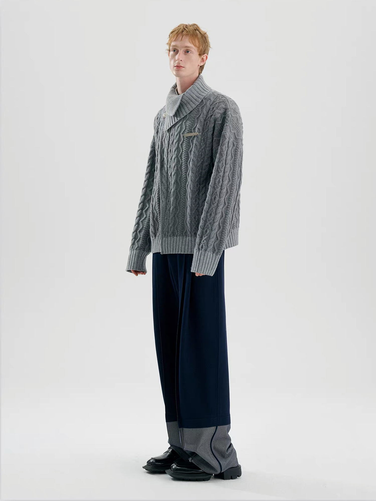 TIWILLTANG Crossed Cable-Knit Shawl-Collar Cardigan, premium urban and streetwear designers apparel on PROJECTISR.com, TIWILLTANG