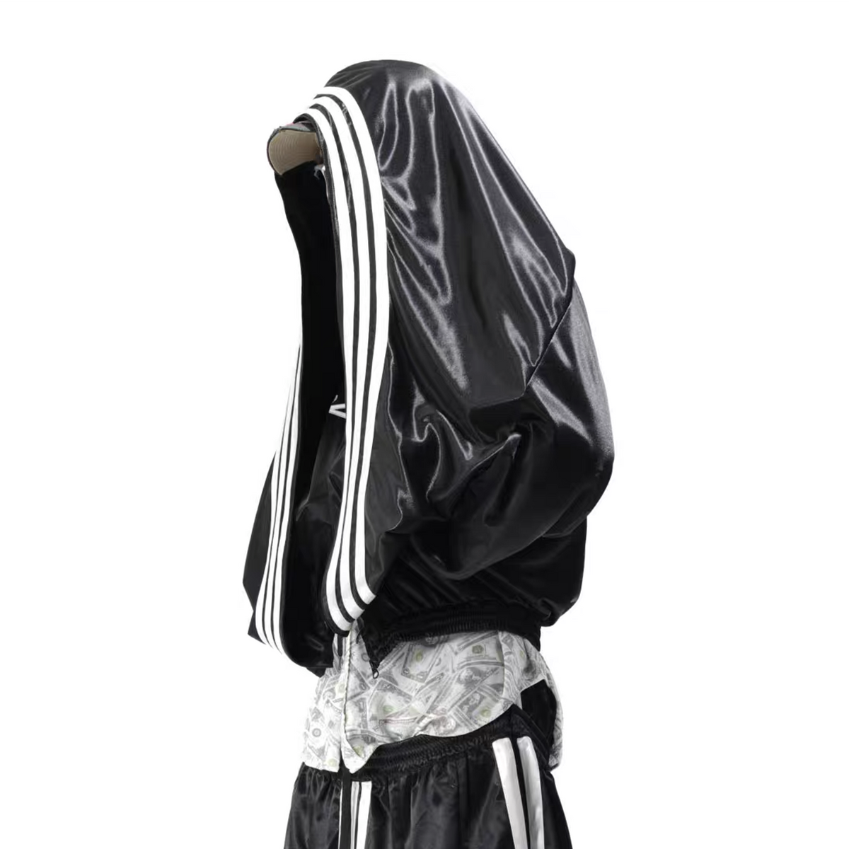 VANGUARDIA Striped Drop-Shoulder Hooded Jacket