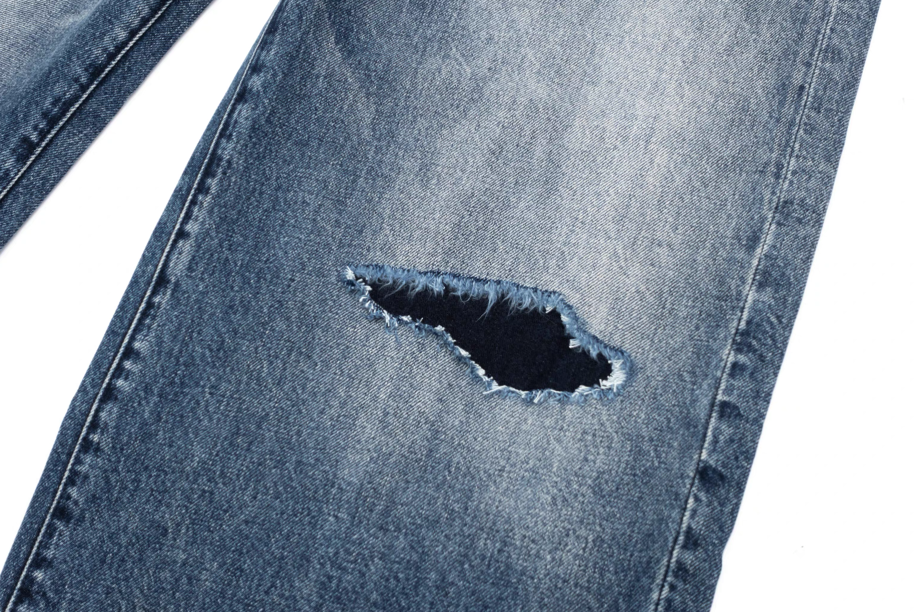 IN EXISTENCE x STM Washed Patched Distressed Straight Jeans, premium urban and streetwear designers apparel on PROJECTISR.com, IN EXISTENCE