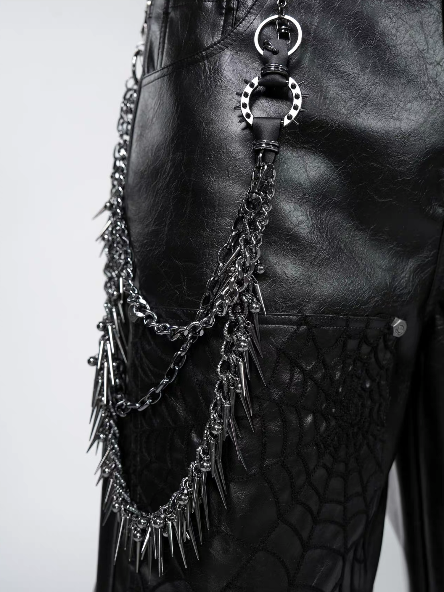 VE2 Spiderweb Paneled Metal Straight-Leg Pants