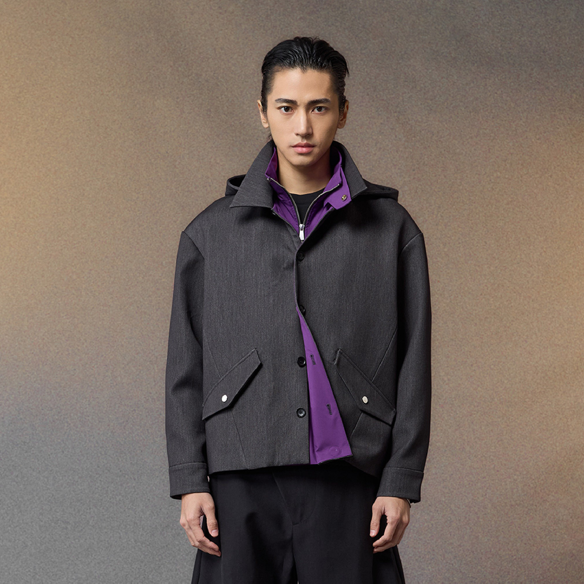 ALVNG AR ANTS Tech Contrast Split-Panel Hooded Jacket, premium urban and streetwear designers apparel on PROJECTISR.com, ALVNG AR ANTS