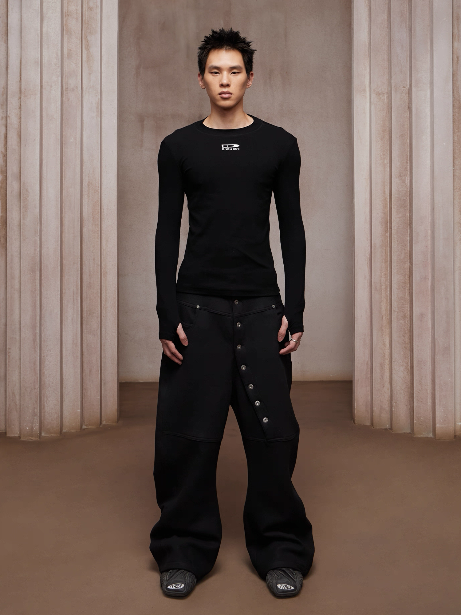 DND4DES Asym Buttoned Wool-Blend Oversized Pants