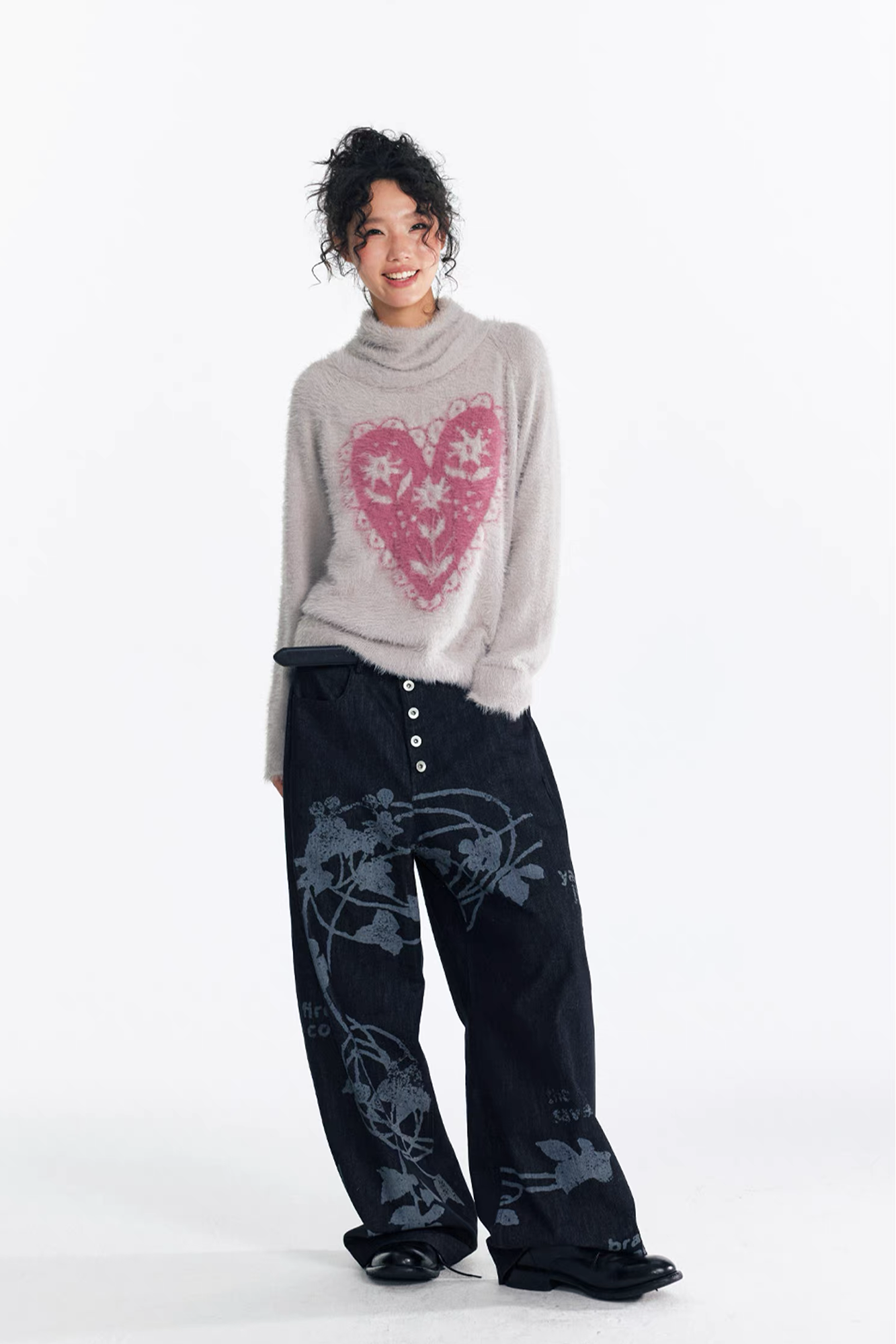 1997 POSTOFFICE Lilac Vine Full-Print Curved Jeans