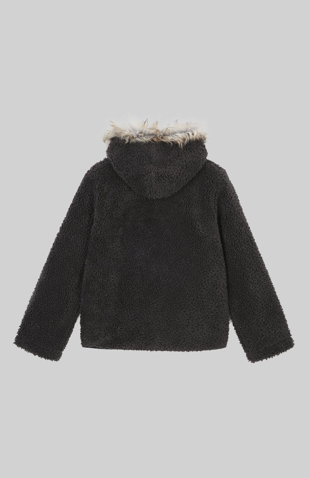 URBAN+FOREST Faux Fur Trim Sherpa Wool-Blend Hooded Jacket