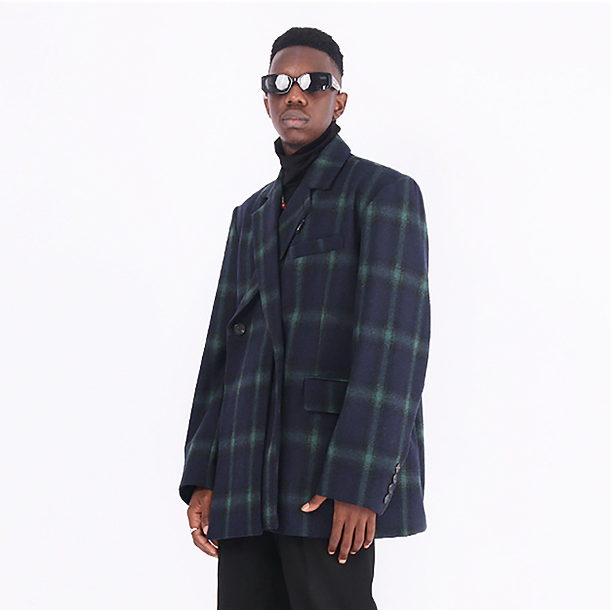 ASSEEN Deconstructed Plaid Wool-Blend Oversized Blazer, premium urban and streetwear designers apparel on PROJECTISR.com, ASSEEN