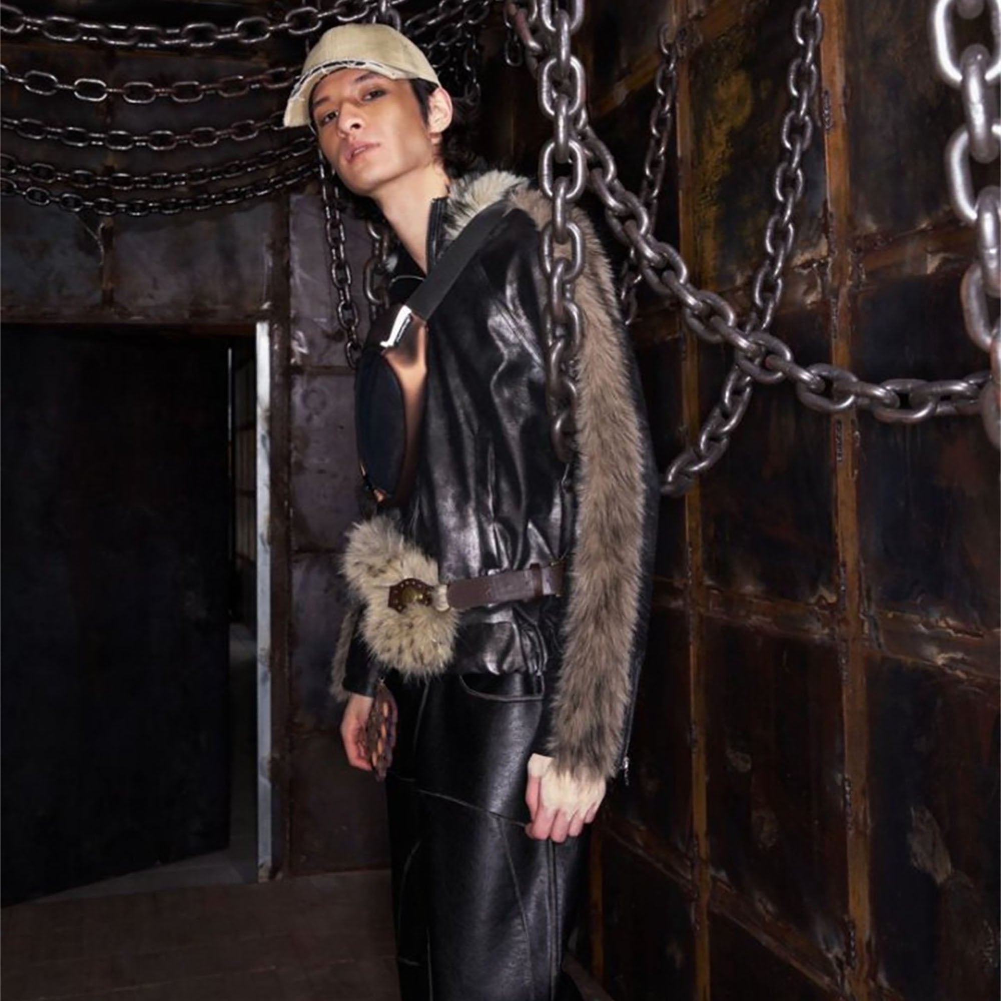 RECOVER ZONE Faux Fur Trimmed Distressed Hooded Jacket