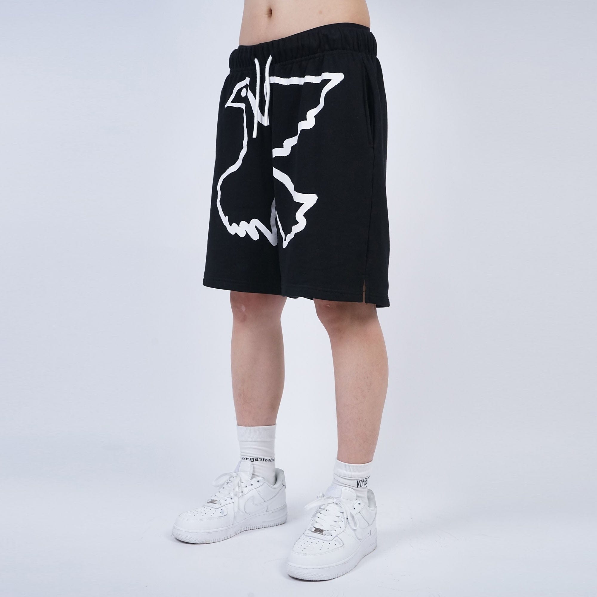VINKID Dove Graphic Drawstring Sweat Shorts, premium urban and streetwear designers apparel on PROJECTISR.com, VINKID