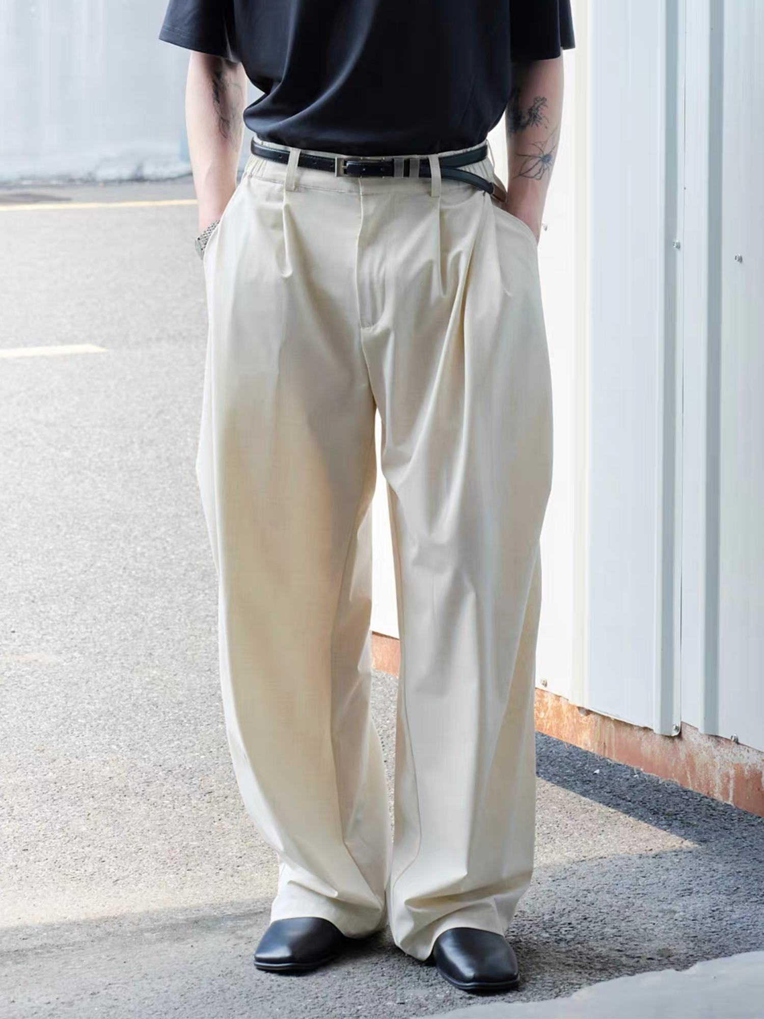 GRAINMUSTARD High-Waist Draped Pleated Trousers