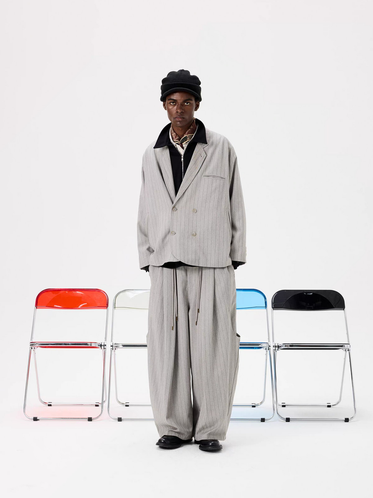 UNLIMITED MOTE Striped Wide-Leg Balloon Pants, premium urban and streetwear designers apparel on PROJECTISR.com, UNLIMITED MOTE