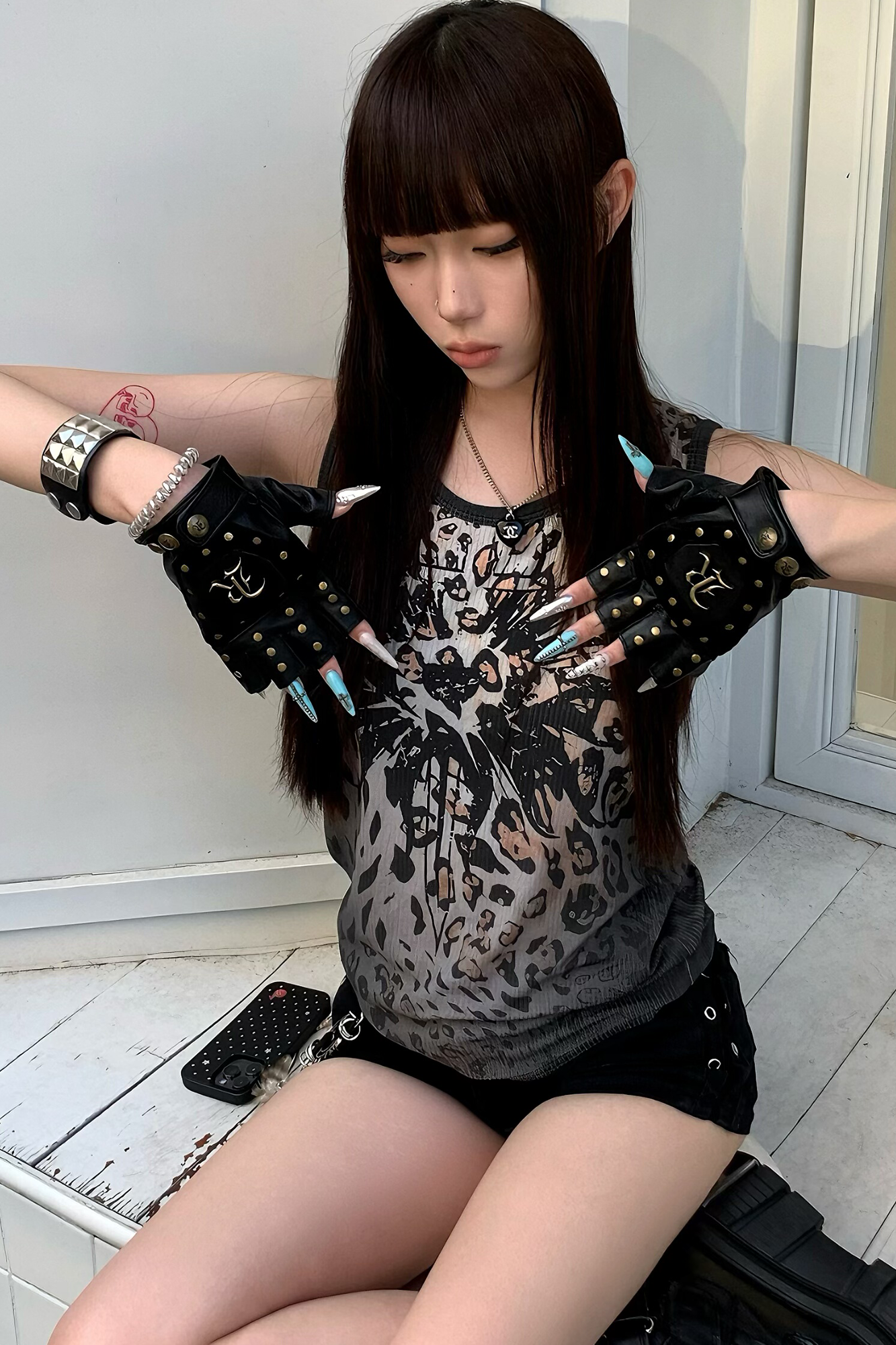 REGEN ZONE Studded Lambskin Boxing Gloves