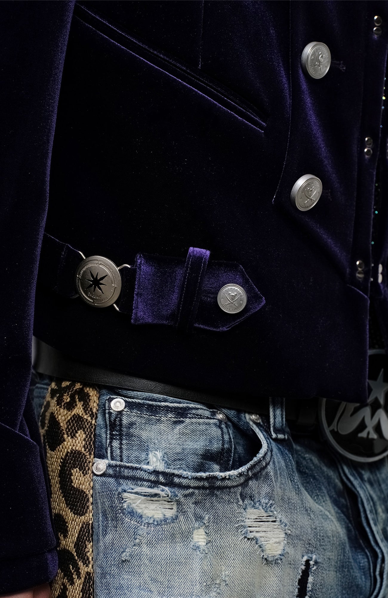 FACEONLAB Velvet Operatic Cropped Jacket Purple, premium urban and streetwear designers apparel on PROJECTISR.com, FACEONLAB